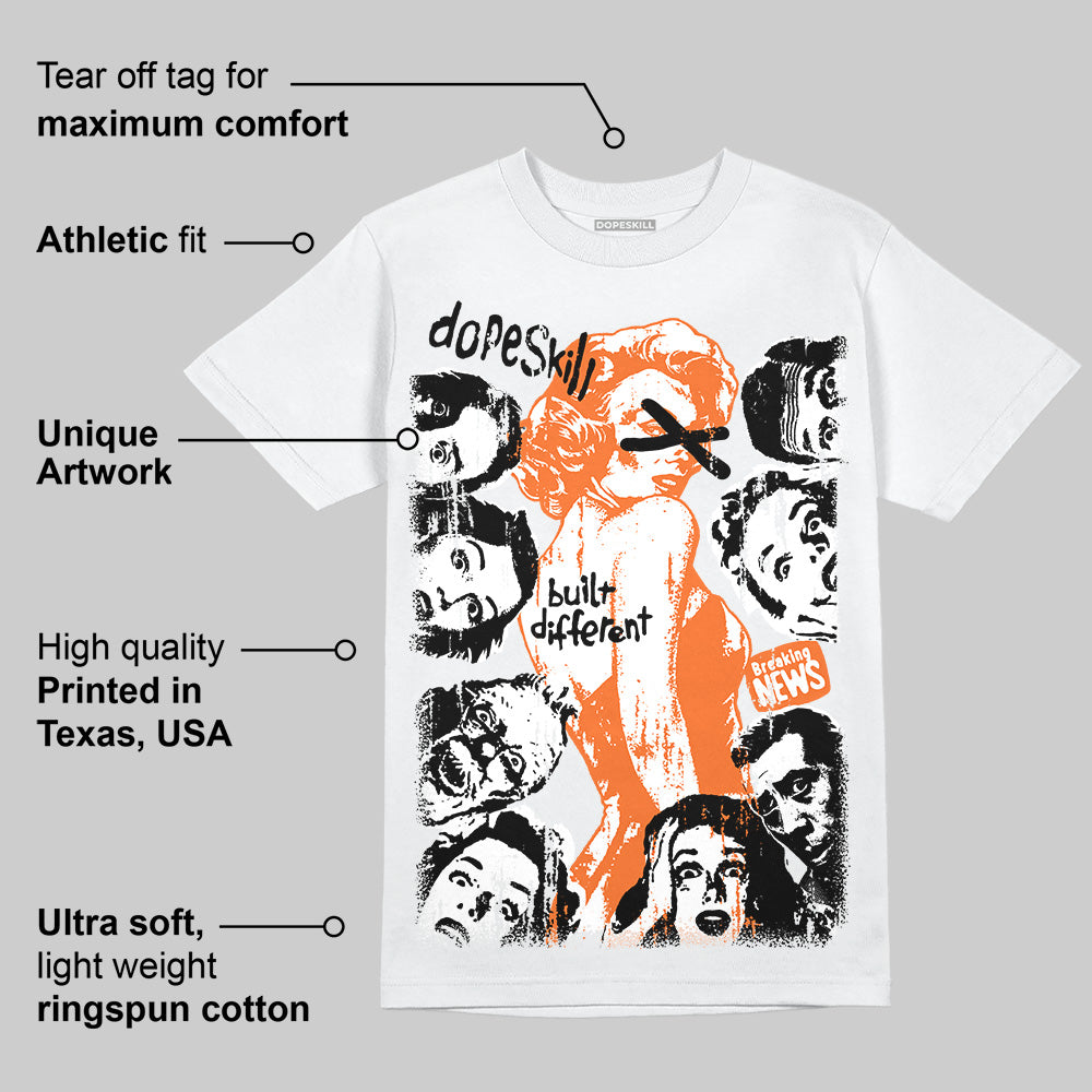 Orange Black White superstreetwear T-Shirt Built Different Graphic