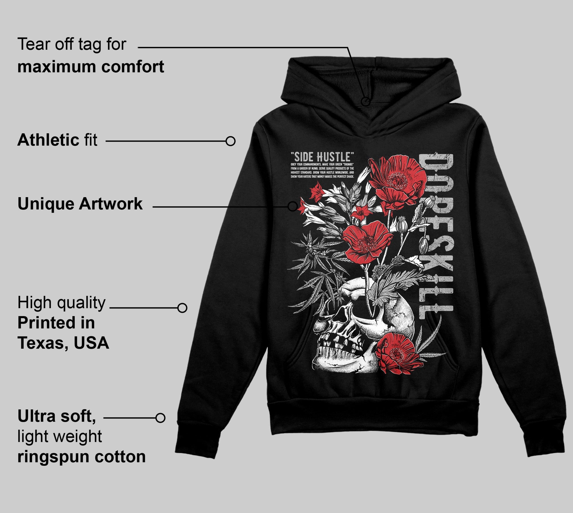 Black Cement 3s superstreetwear Hoodie Sweatshirt Side Hustle Graphic