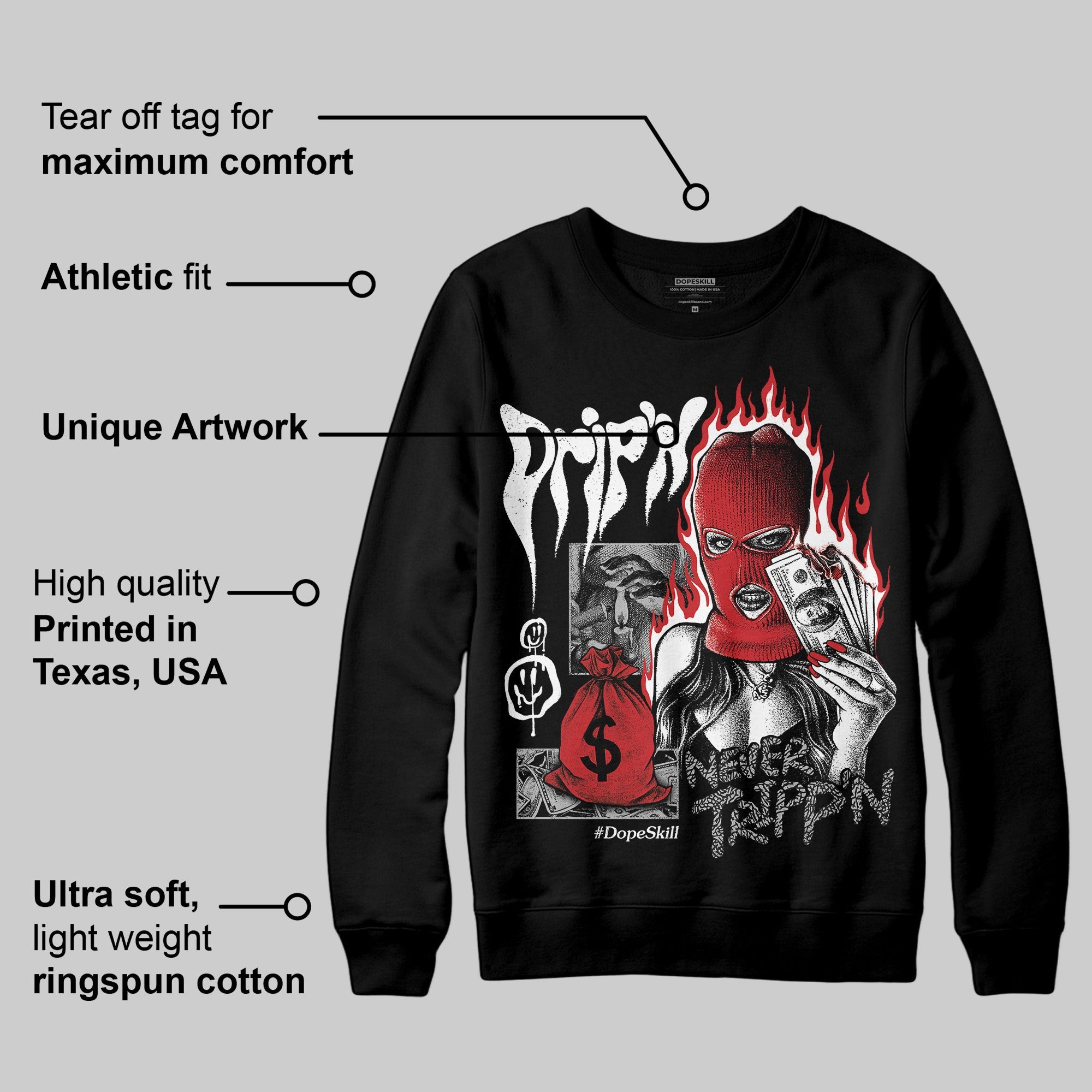 Black Cement 3s superstreetwear Sweatshirt Drip'n Never Tripp'n Graphic