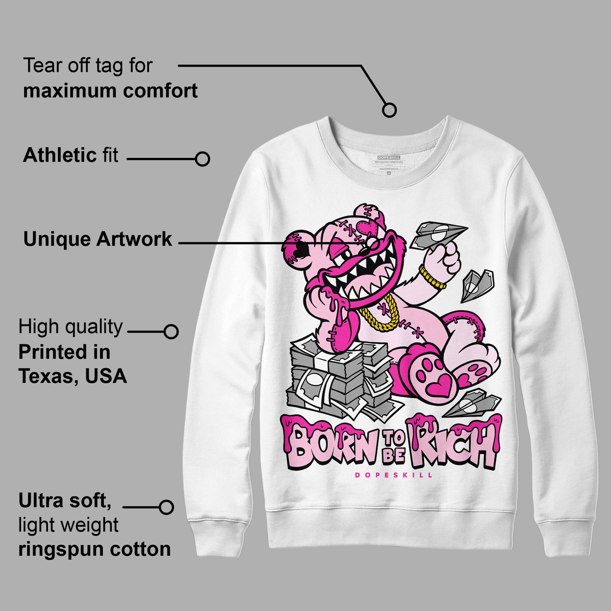 Triple Pink Dunk superstreetwear Sweatshirt Born To Be Rich Graphic