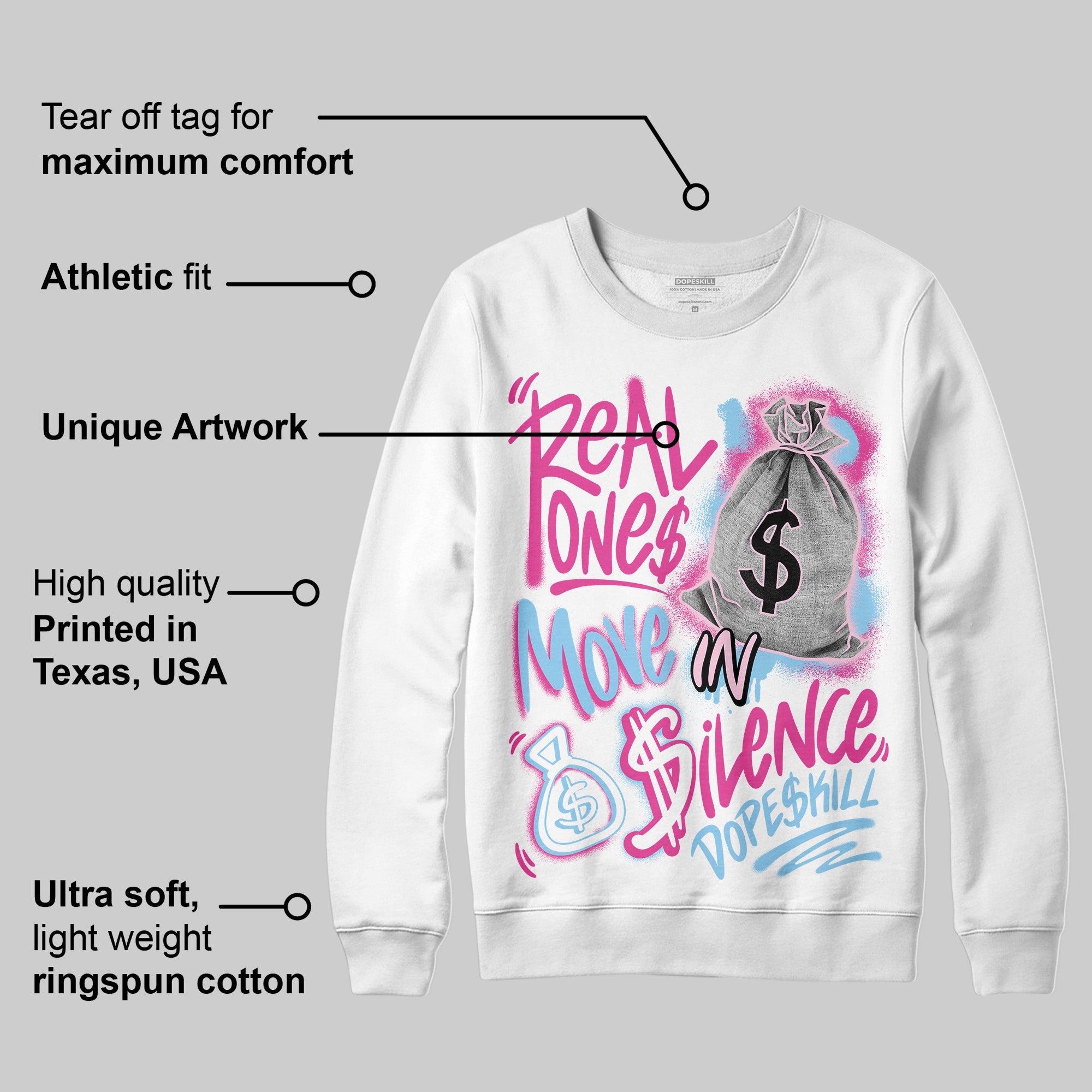 Doernbecher 6s superstreetwear Sweatshirt Real Ones Move In Silence Graphic