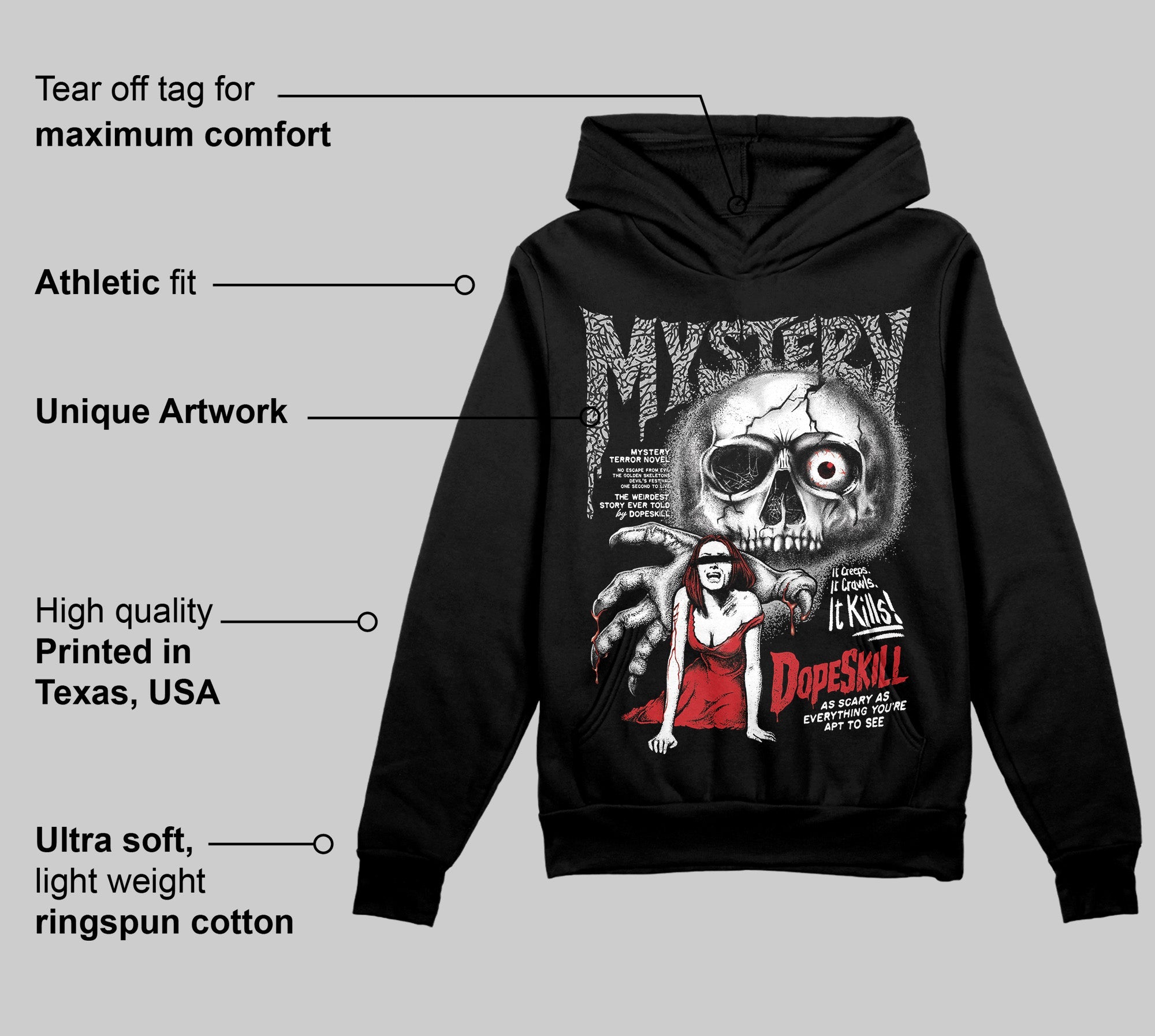 Black Cement 3s superstreetwear Hoodie Sweatshirt Mystery Ghostly Grasp Graphic