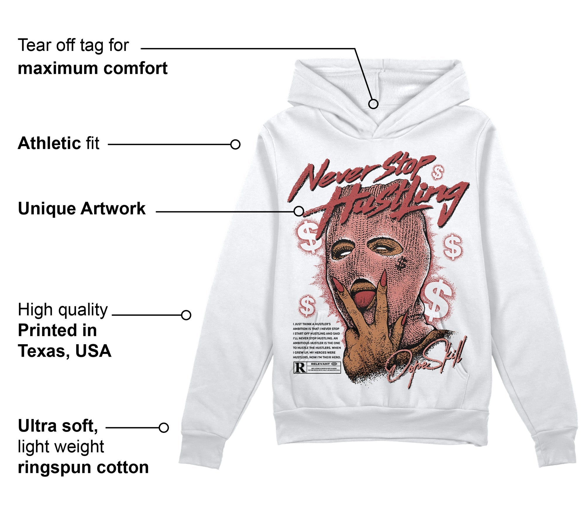 Dune Red 13s superstreetwear Hoodie Sweatshirt Never Stop Hustling Graphic