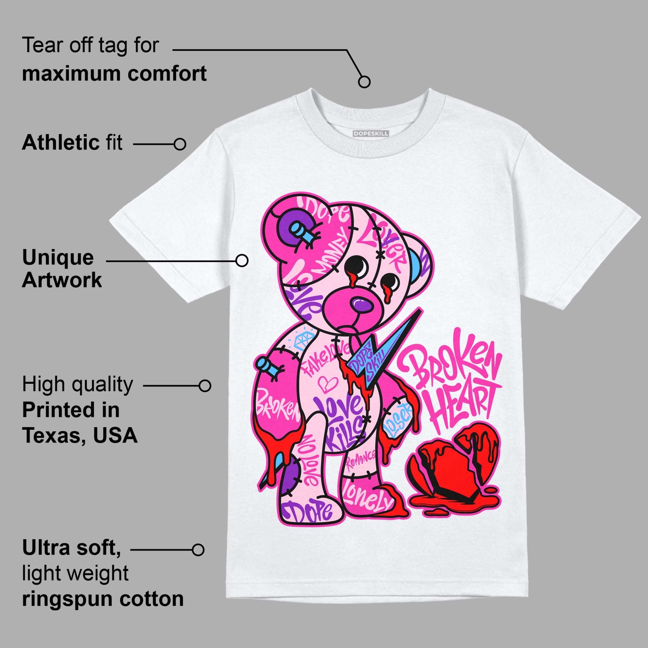 Triple Pink Dunk Low superstreetwear T-Shirt Broken Heart Graphic