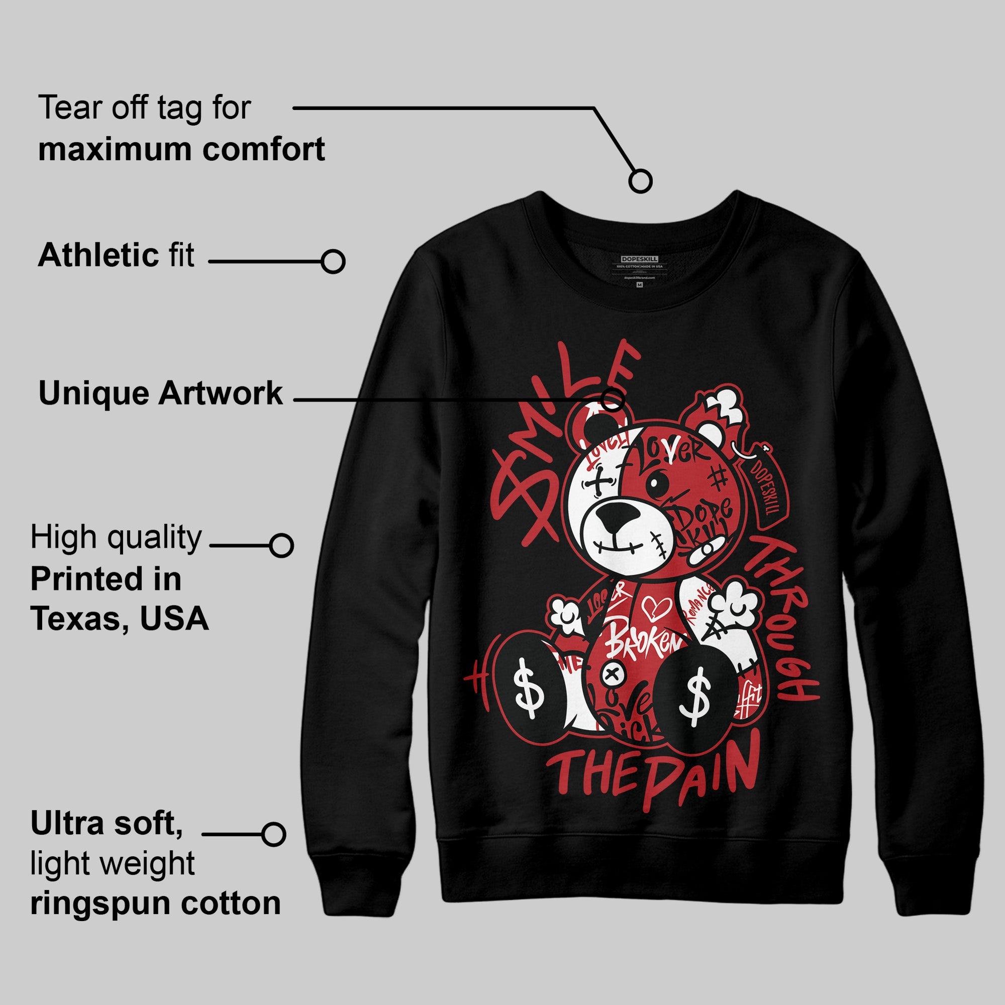 Black Toe Reimagined 1s superstreetwear Sweatshirt Smile Through The Pain Graphic