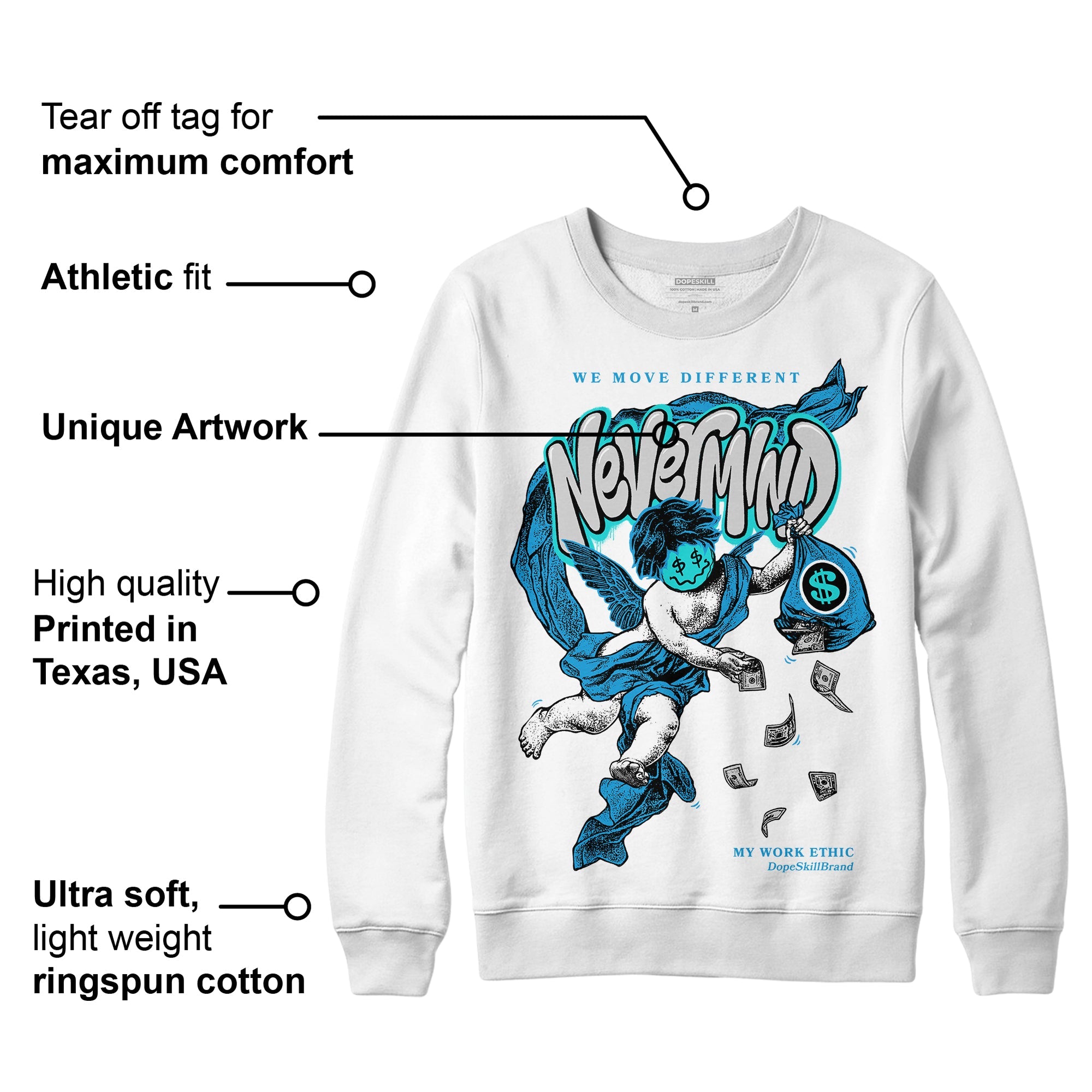 Military Blue 4s superstreetwear Sweatshirt Nevermind Graphic