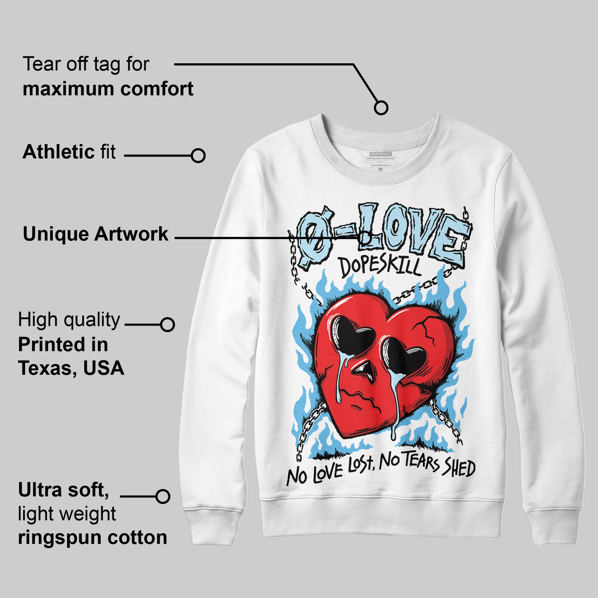 Legend Blue 11s superstreetwear Sweatshirt Crying Heart Graphic