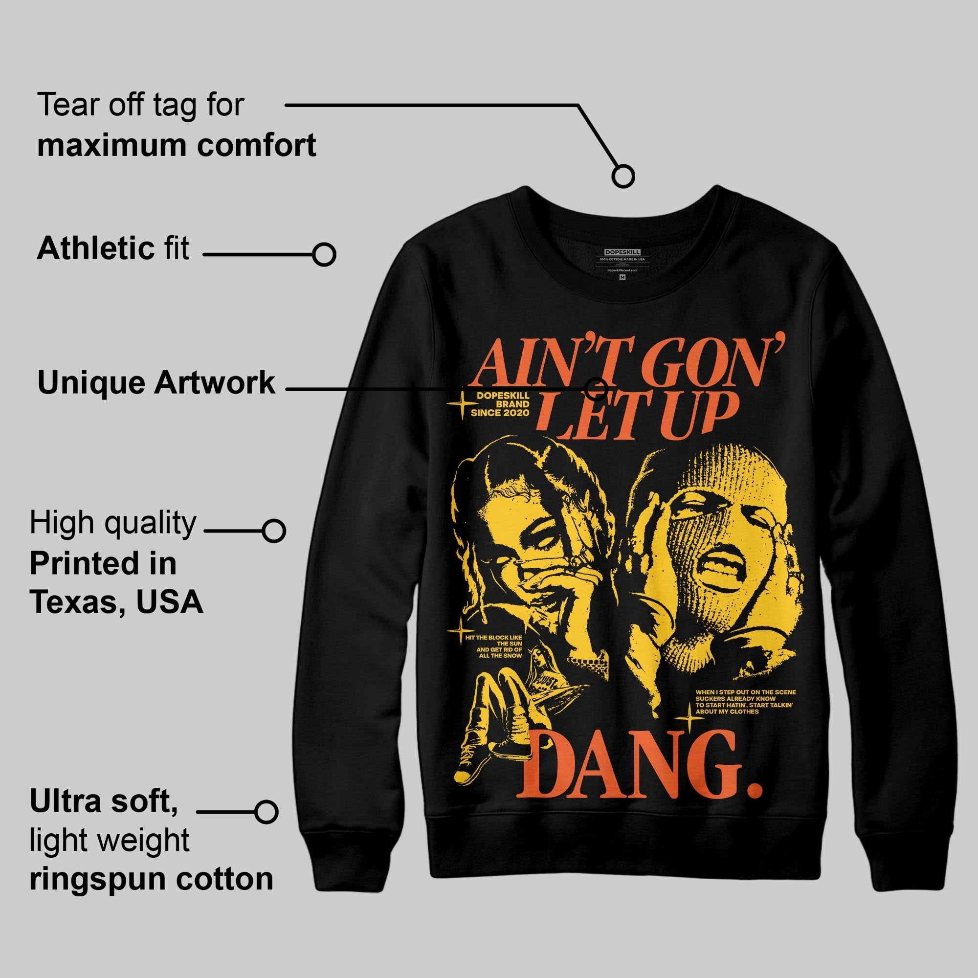 Yellow Collection superstreetwear Sweatshirt Ain't Gon' Let Up Graphic