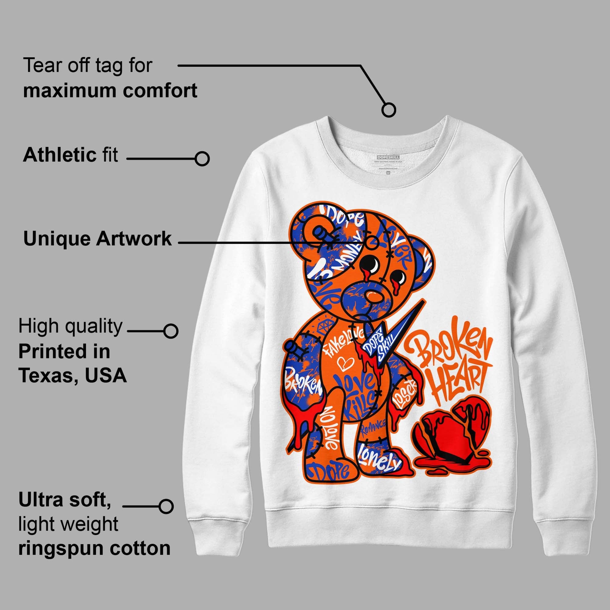 Dunk Low Futura Orange Blaze superstreetwear Sweatshirt Broken Heart Graphic