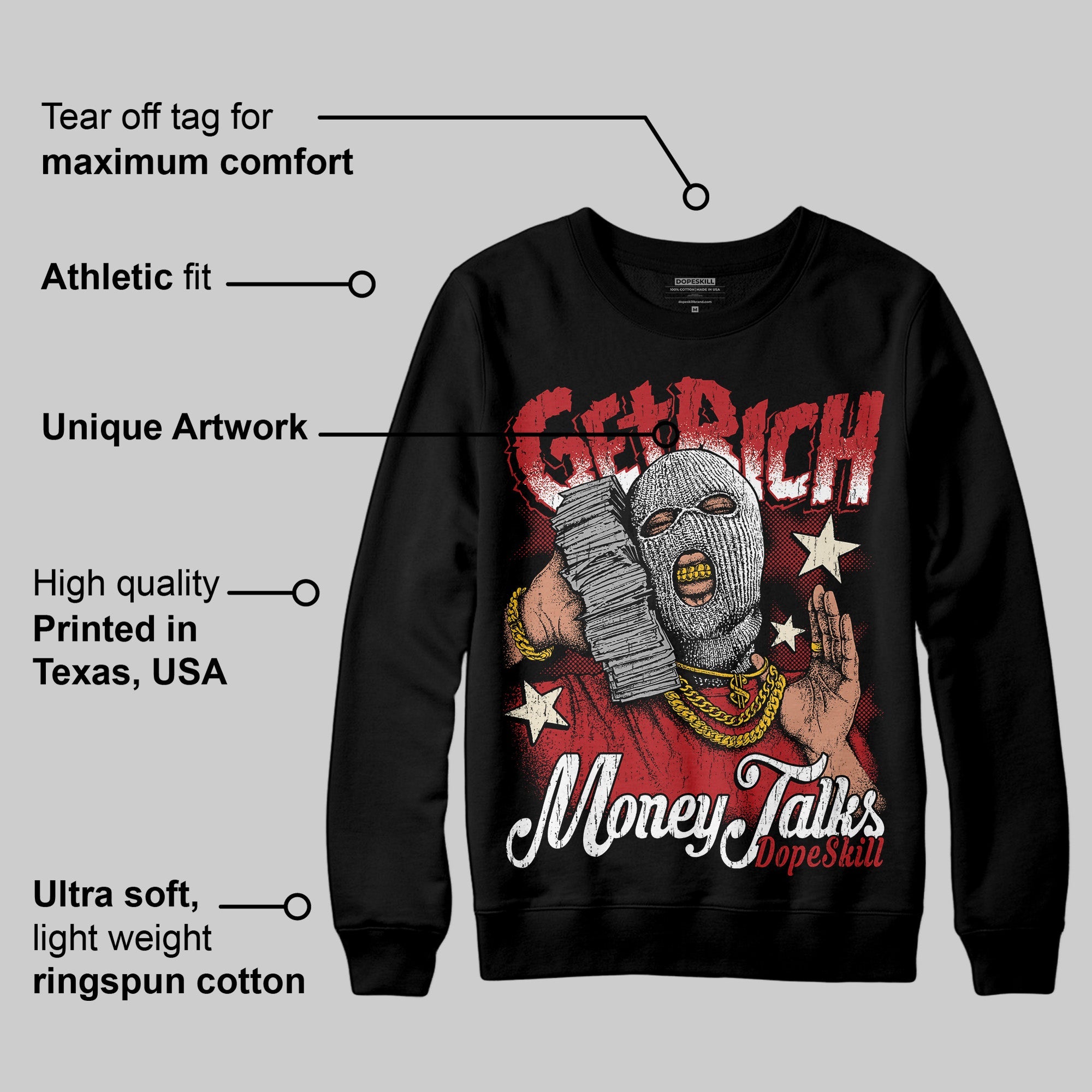 Black Toe Reimagined 1s superstreetwear Sweatshirt Get Rich Graphic