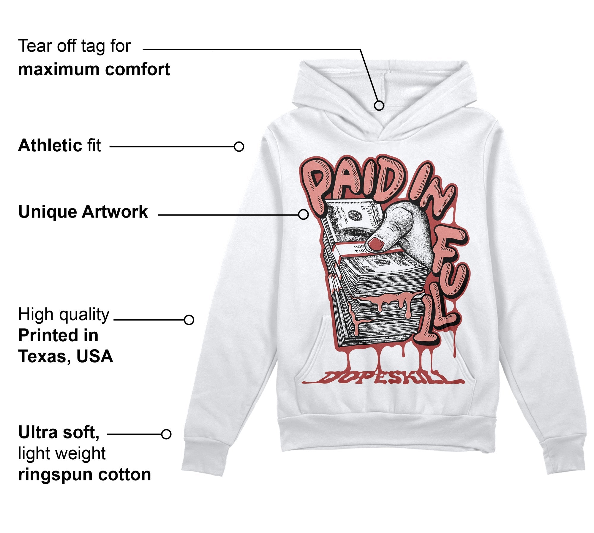 Dune Red 13s superstreetwear Hoodie Sweatshirt Paid In Full Graphic