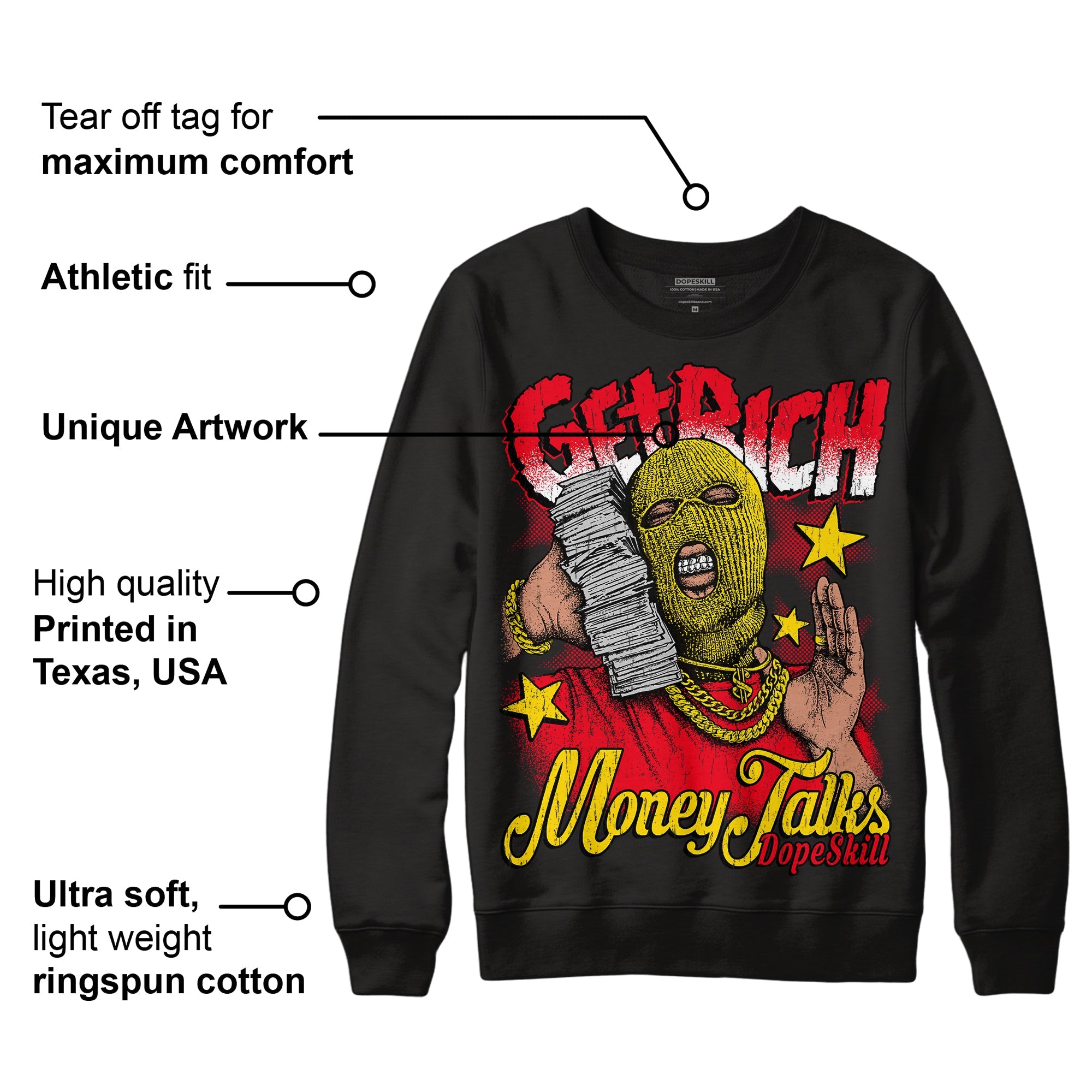 Red Thunder 4s superstreetwear Sweatshirt Get Rich Graphic