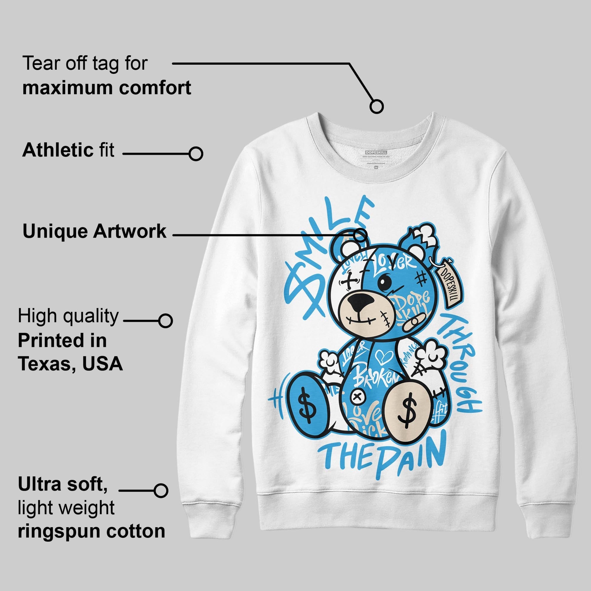 UNC Reimagined 1s superstreetwear Sweatshirt Smile Through The Pain Graphic
