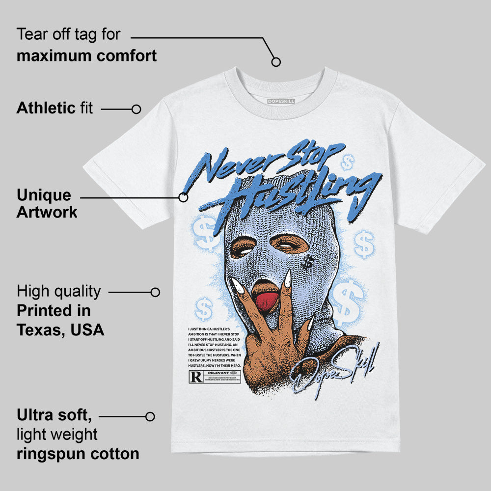 Women's Runner Sneaker Light Blue superstreetwear T-Shirt Never Stop Hustling Graphic