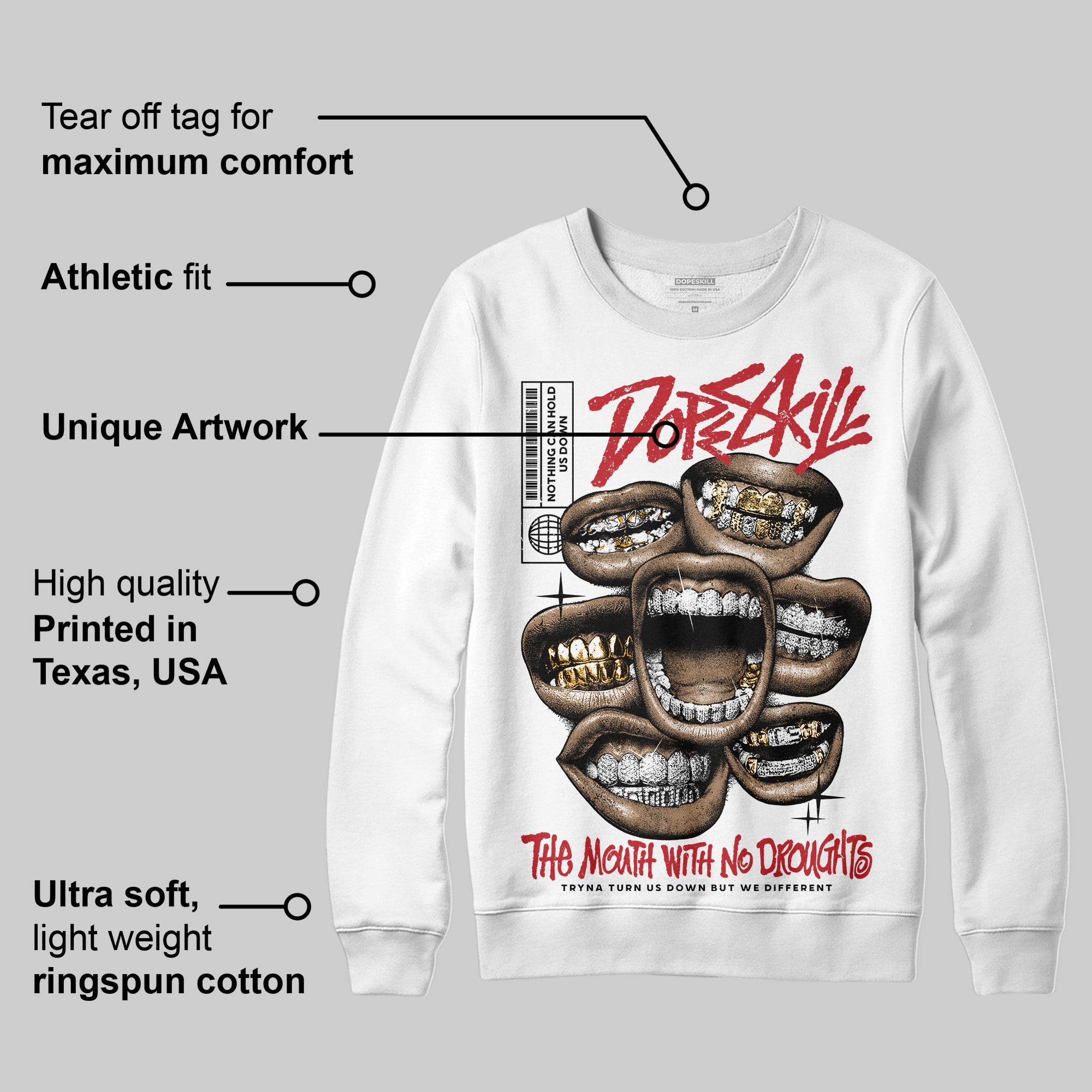 Bred 11s superstreetwear Sweatshirt The Mouth With No Droughts Graphic
