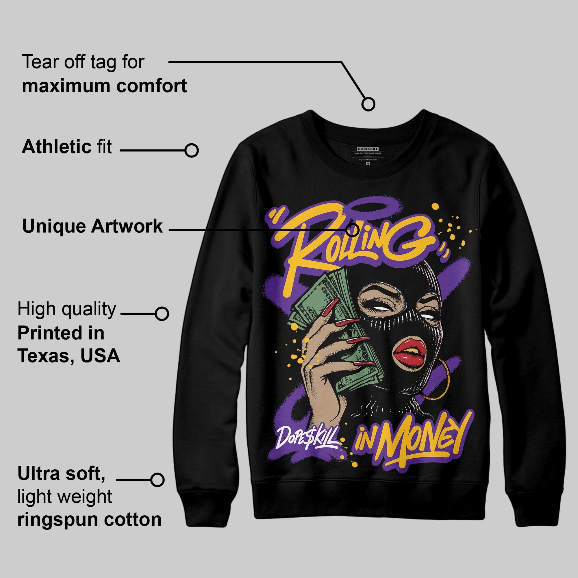 PURPLE Collection superstreetwear Sweatshirt Rolling in Money Graphic