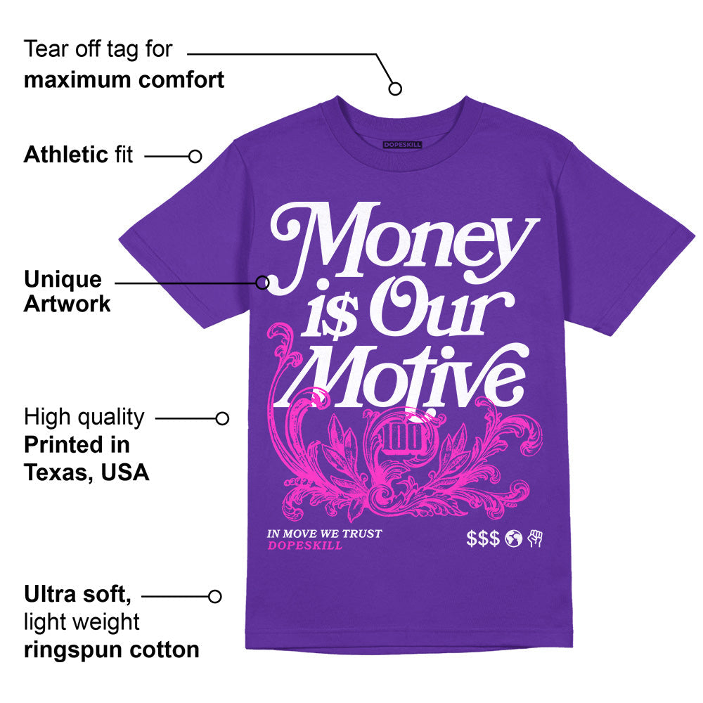 PURPLE Collection superstreetwear Purple T-shirt Money Is Our Motive Typo Graphic