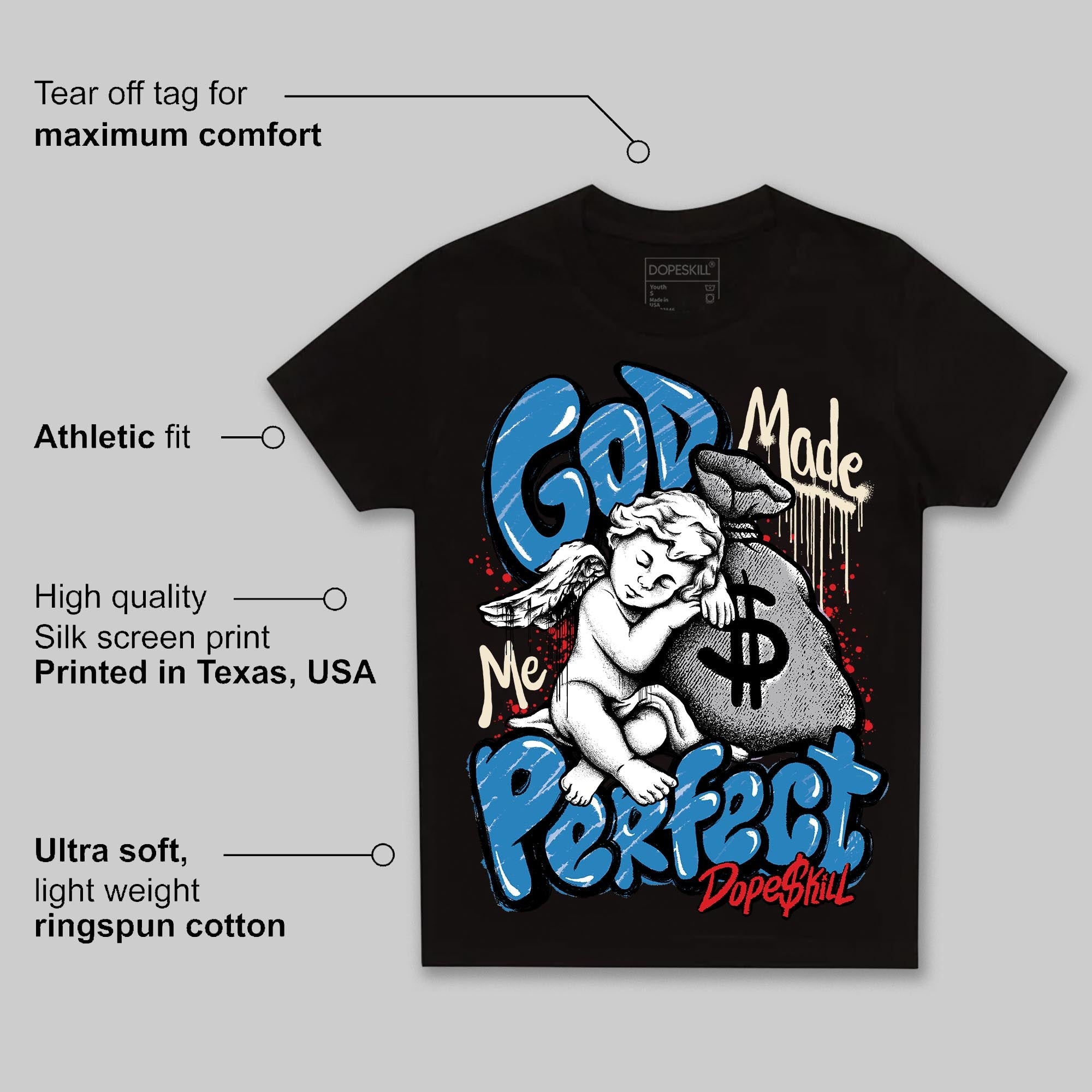 Rare Air 3s superstreetwear Toddler Kids T-shirt God Made Me Perfect Graphic