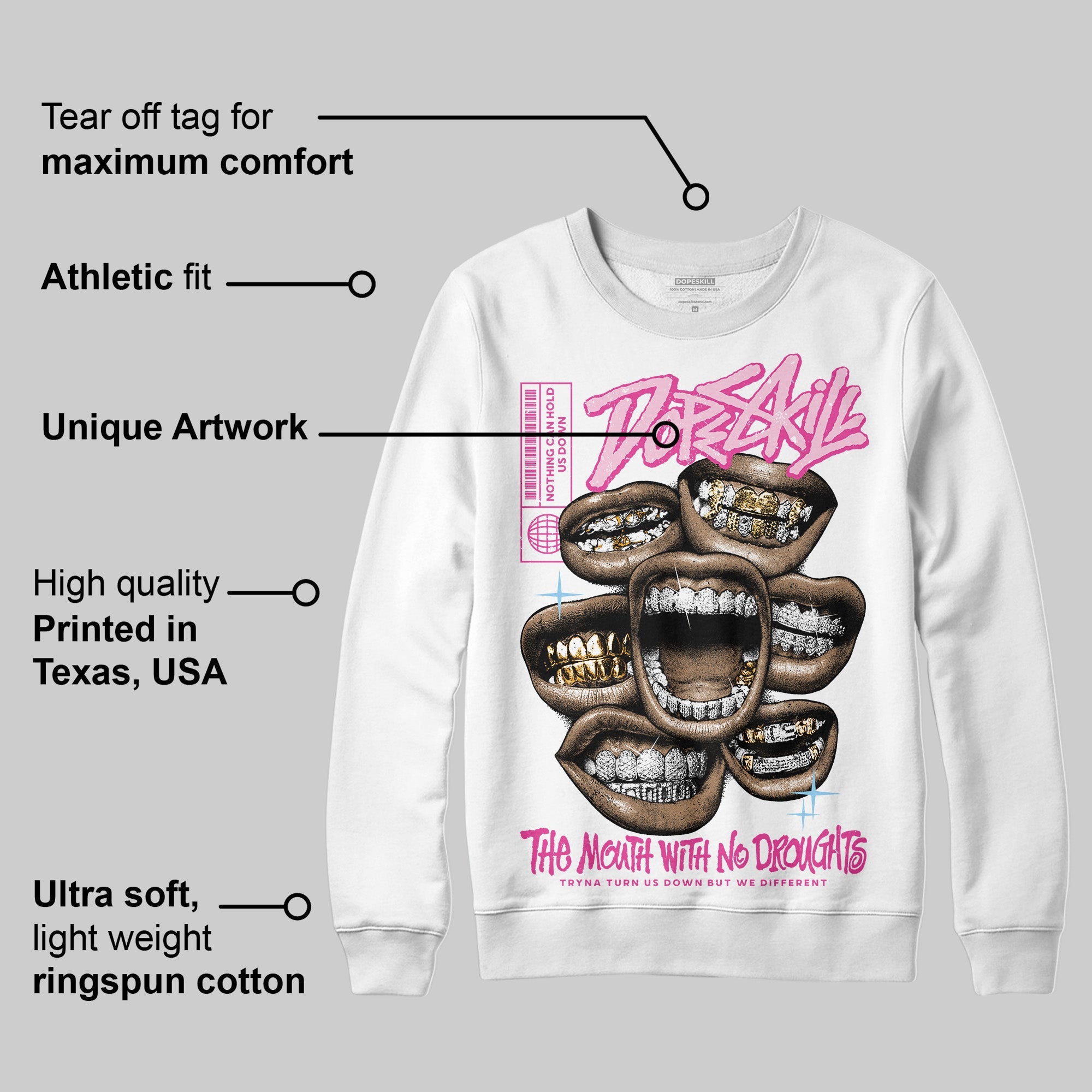 Doernbecher 6s superstreetwear Sweatshirt The Mouth With No Droughts Graphic