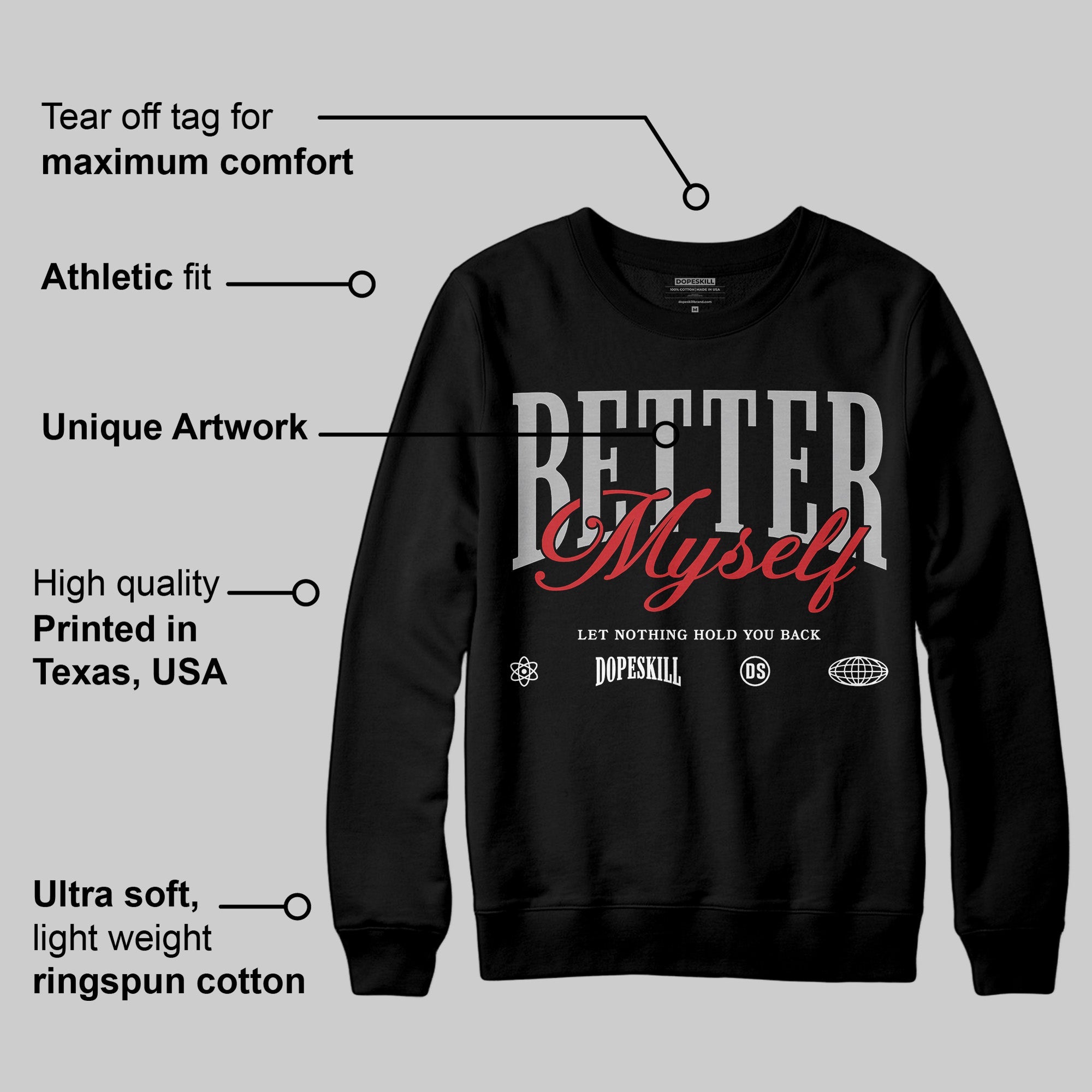 Black Cement 3s superstreetwear Sweatshirt Better Myself Graphic