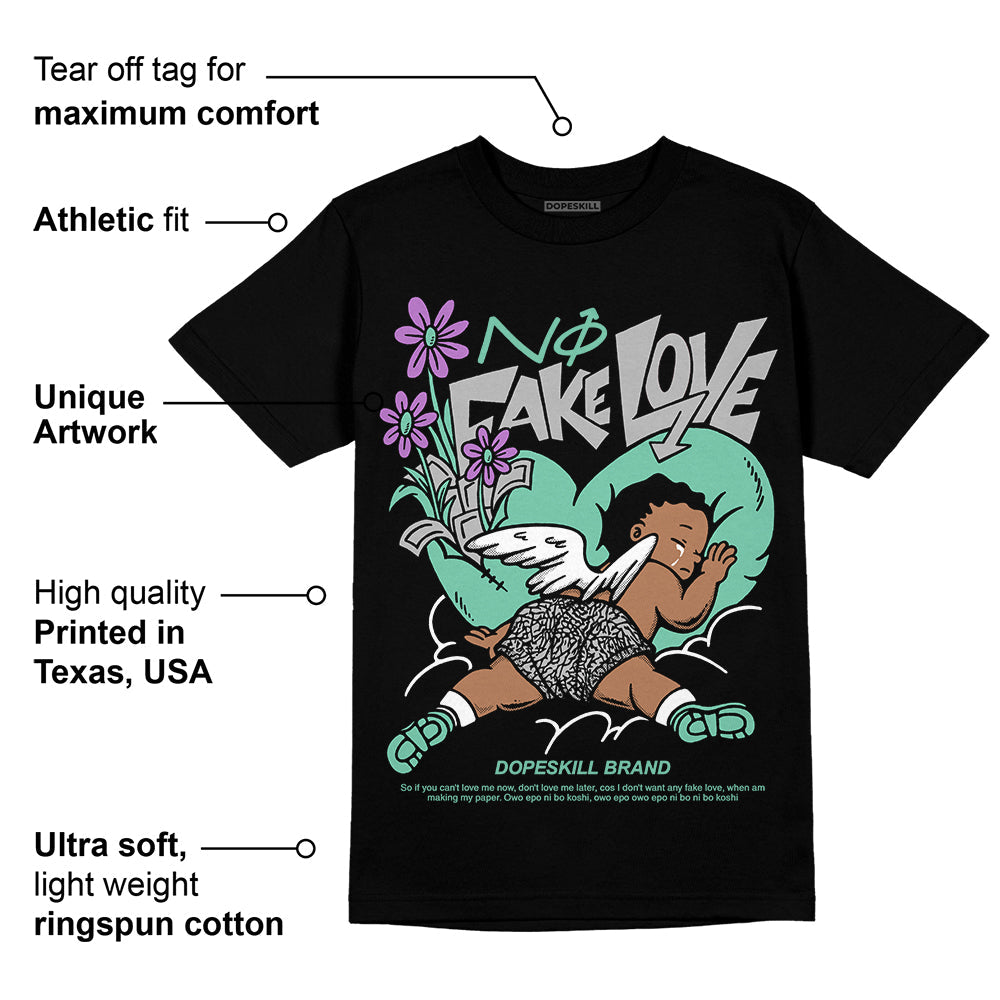 Green Glow 3s superstreetwear T-Shirt No Fake Love Graphic