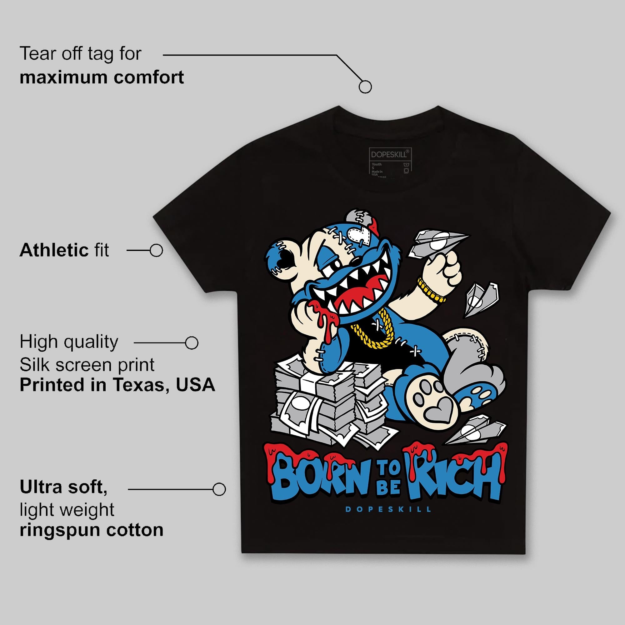 Rare Air 3s superstreetwear Toddler Kids T-shirt Born To Be Rich Graphic