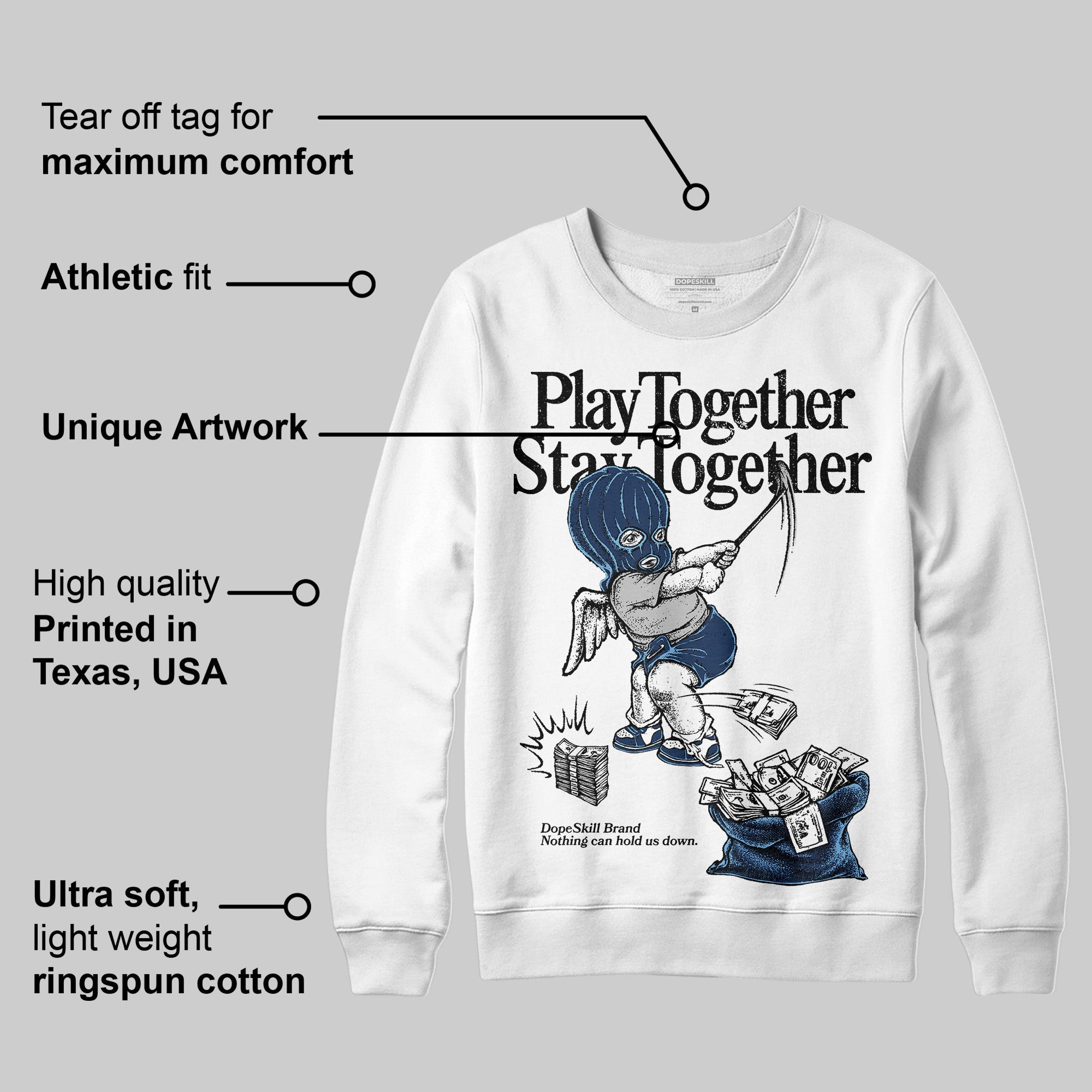 Summit White Navy 4s superstreetwear Sweatshirt Play together,Stay together Graphic