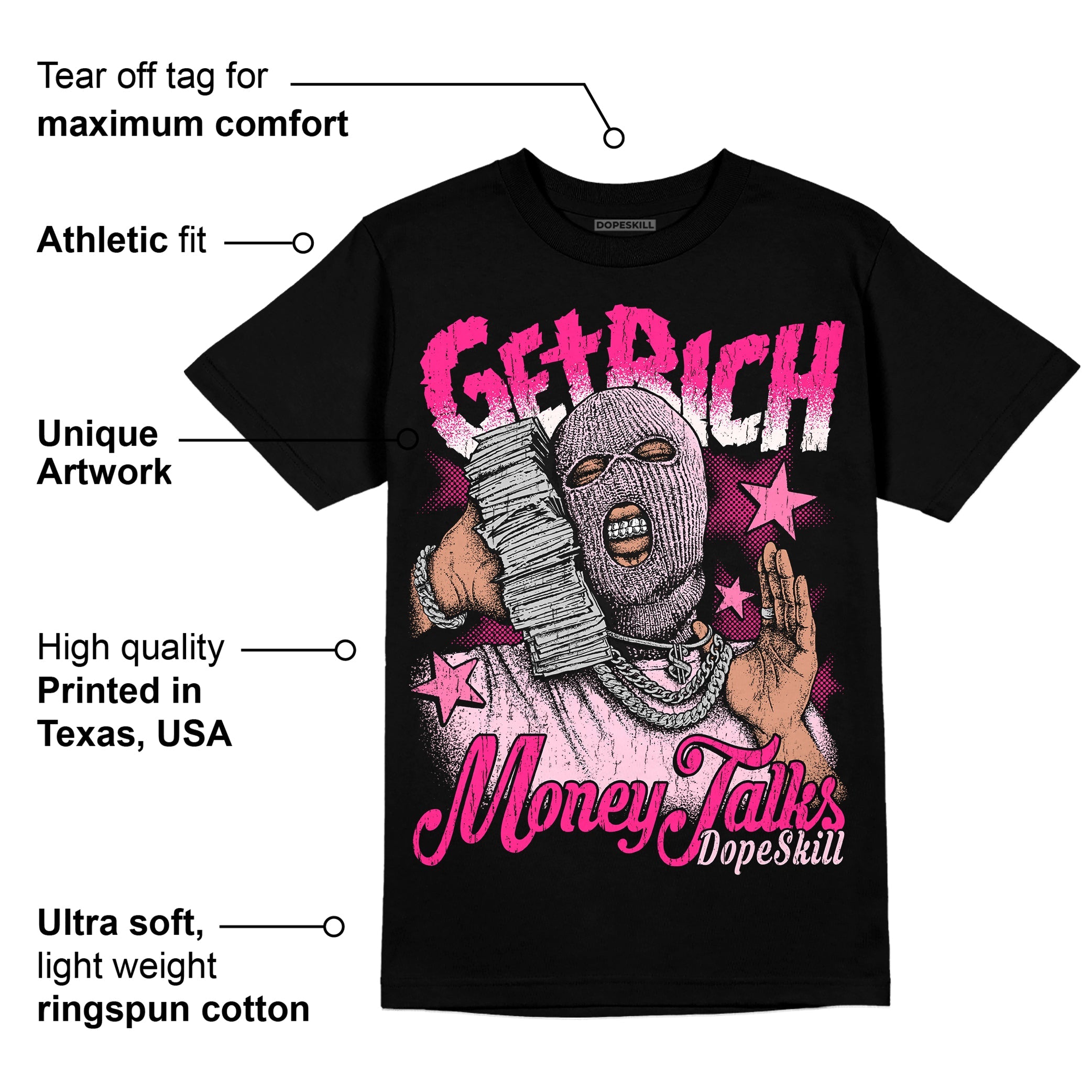 Dunk Low Pink Foam superstreetwear T-Shirt Get Rich Graphic