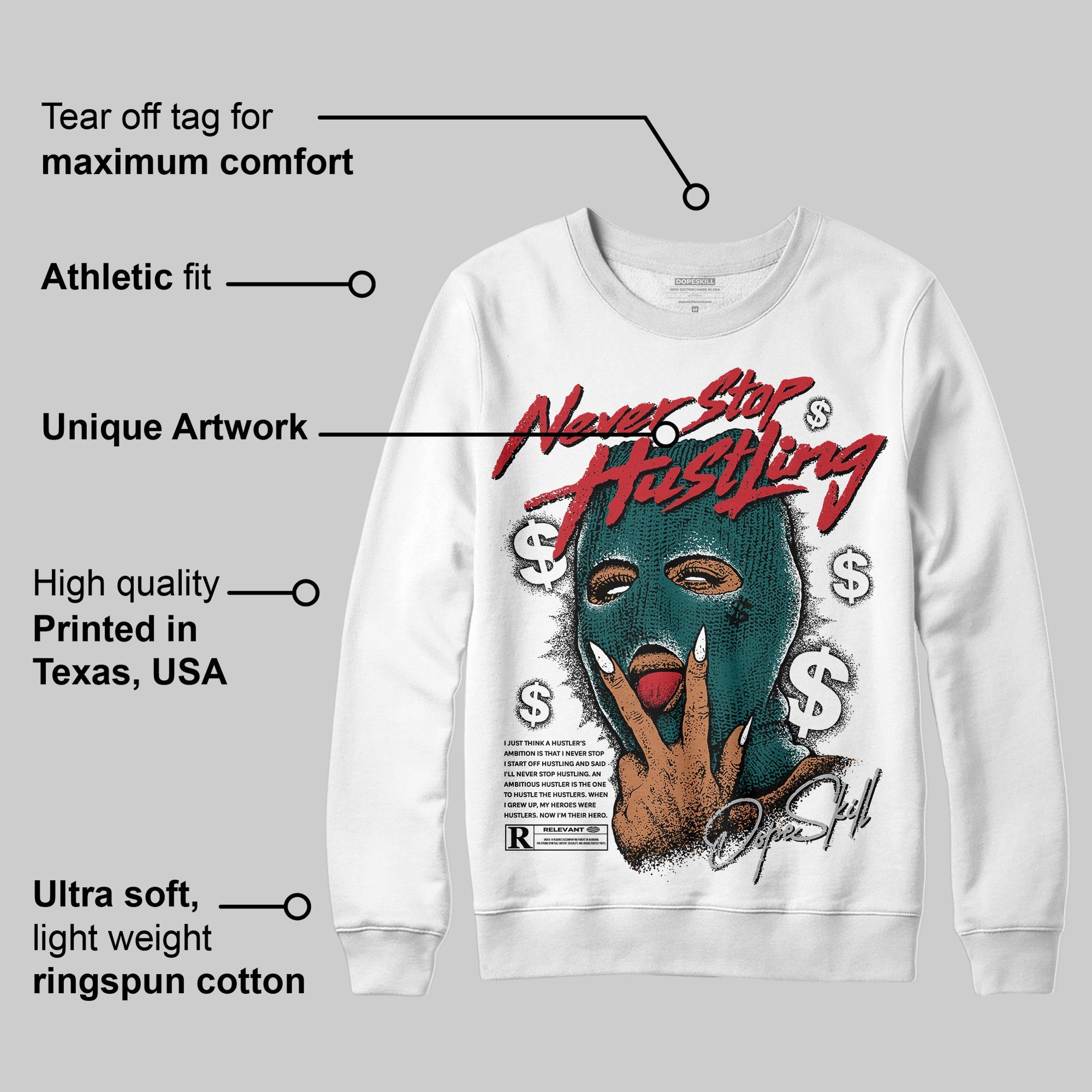 Gel 1130 White Dark Neptune superstreetwear Sweatshirt Never Stop Hustling Graphic