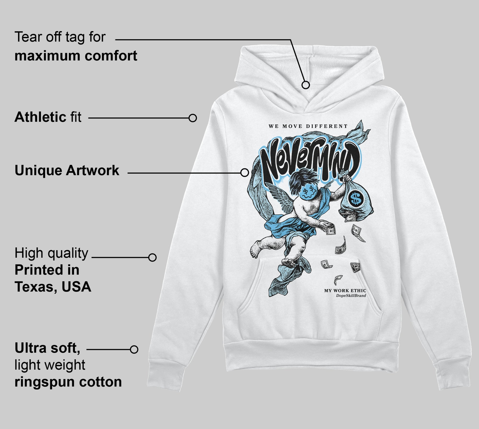 Legend Blue 11s superstreetwear Hoodie Sweatshirt Nevermind Graphic