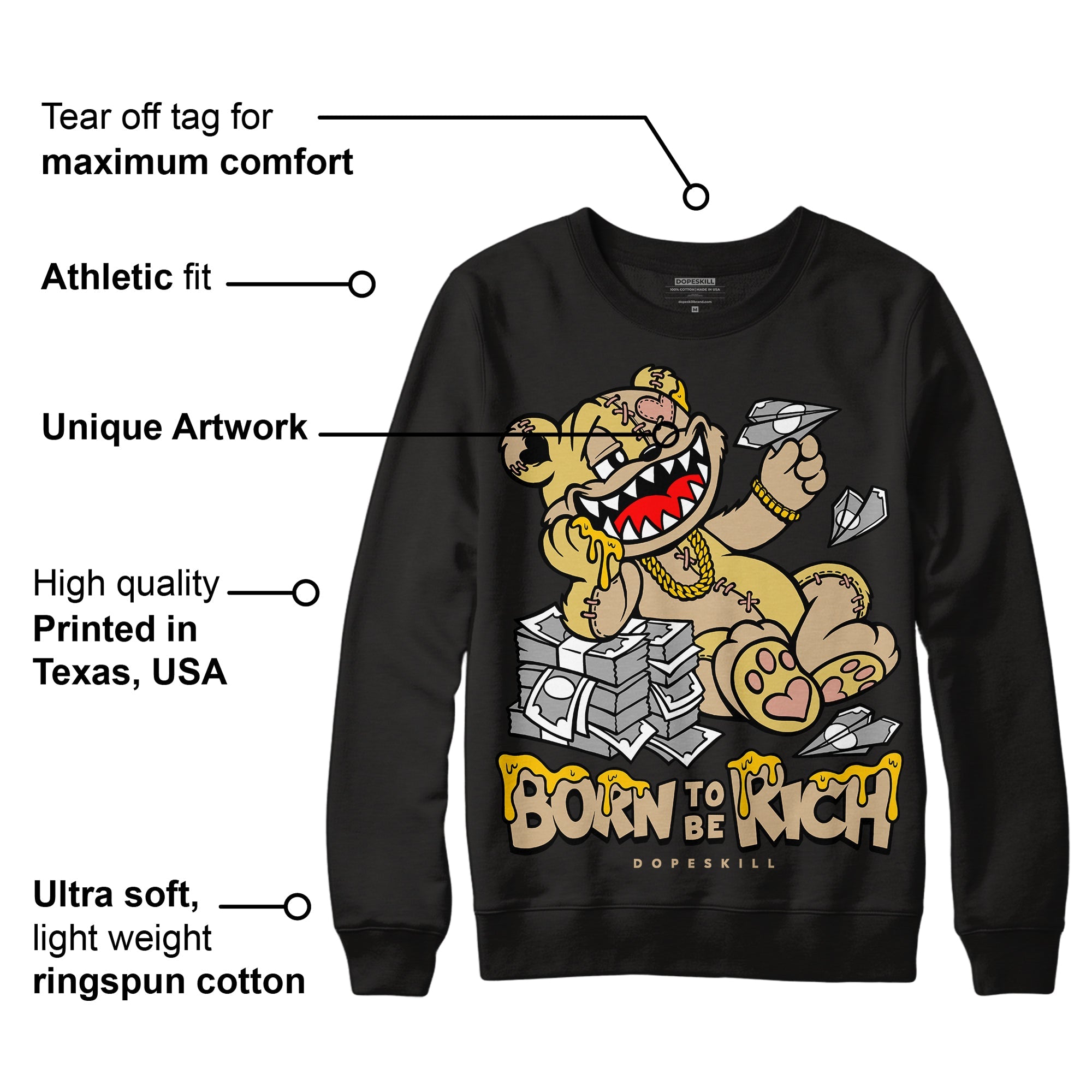 TAN Collection superstreetwear Sweatshirt Born To Be Rich Graphic