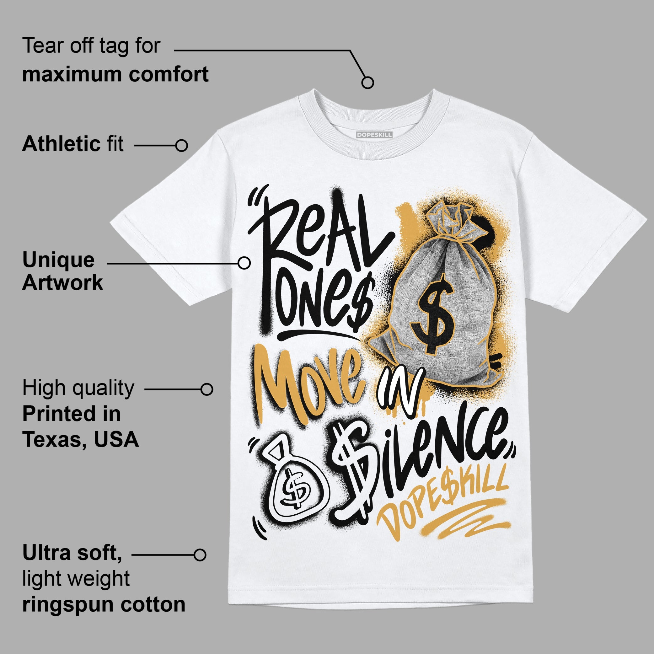 Gratitude 11s superstreetwear T-Shirt Real Ones Move In Silence Graphic