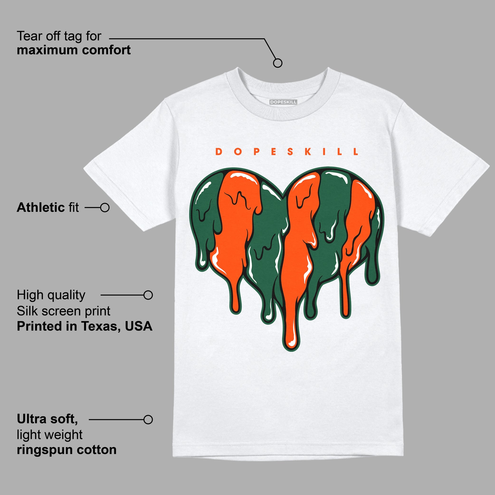 Dunk Low Team Dark Green Orange superstreetwear T-Shirt Slime Drip Heart Graphic