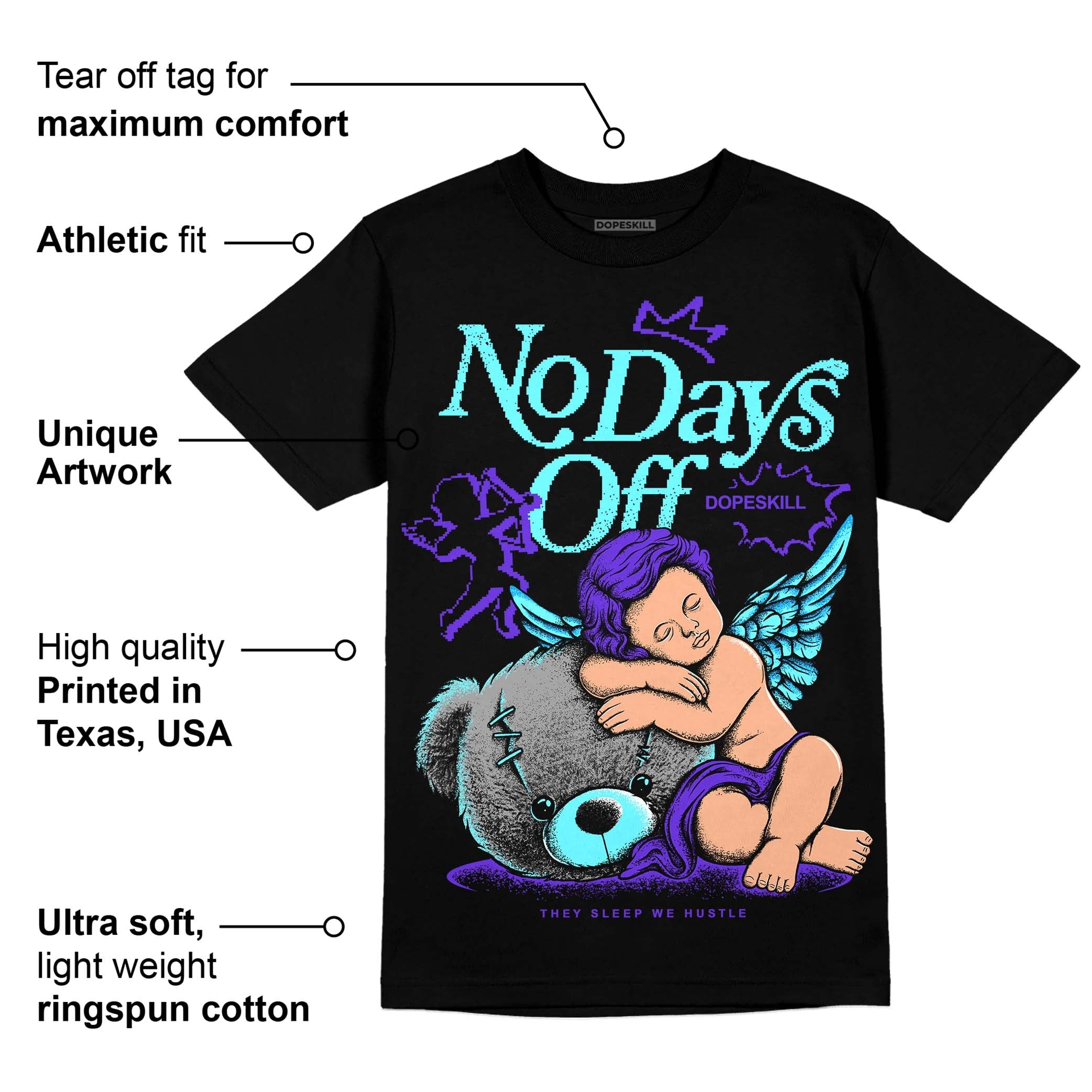 Aqua 6s superstreetwear T-Shirt New No Days Off Graphic