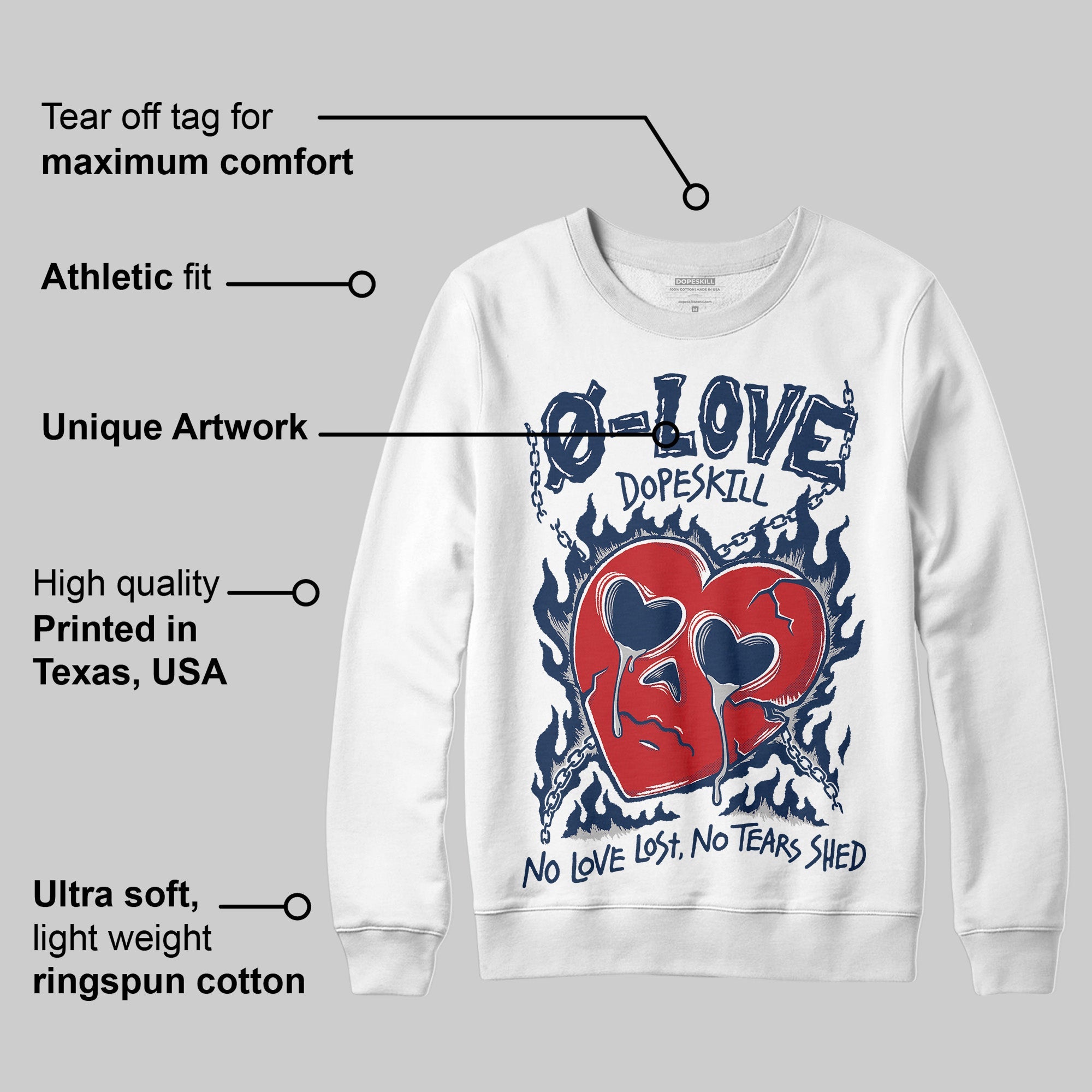 Summit White Navy 4s superstreetwear Sweatshirt Crying Heart Graphic