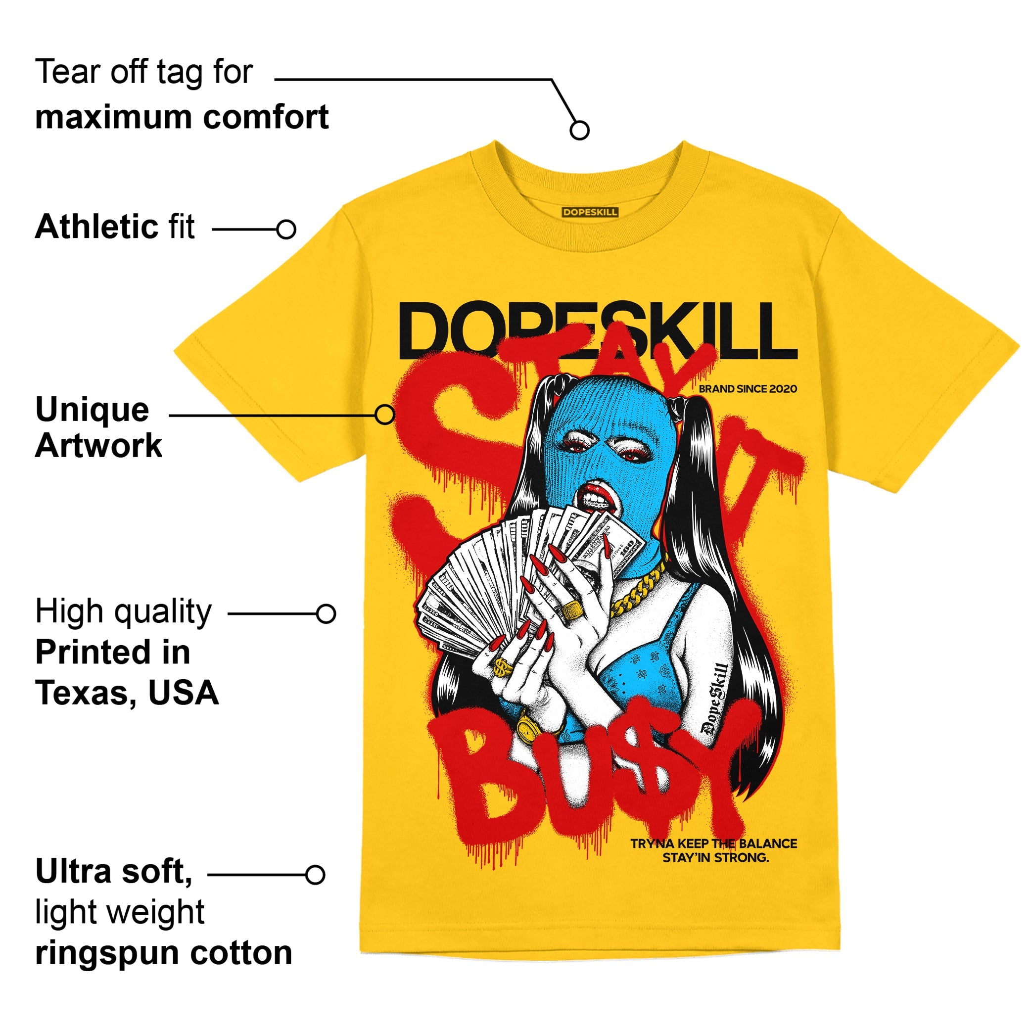 Yellow Collection superstreetwear Gold T-shirt Stay It Busy Graphic