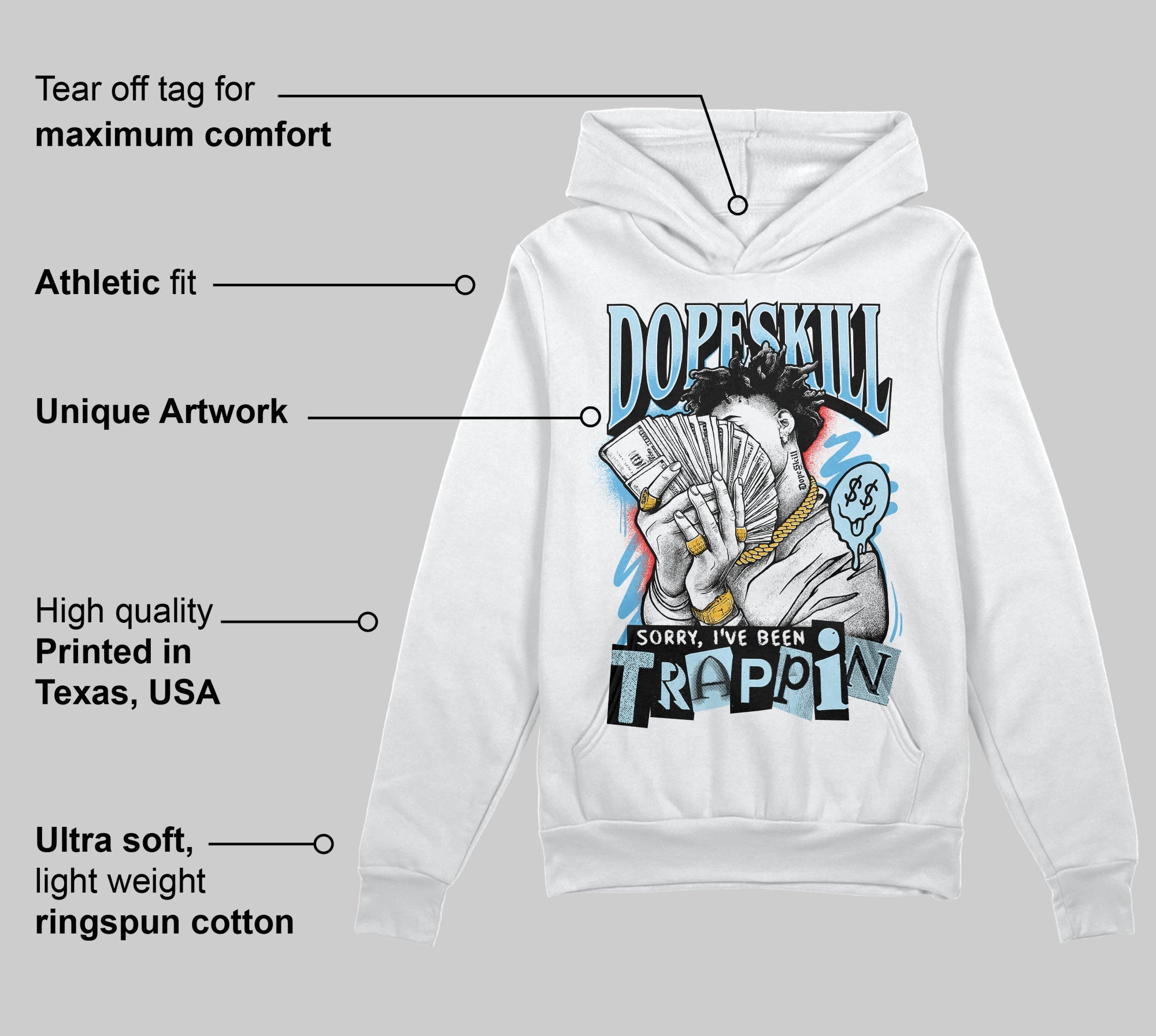 Legend Blue 11s superstreetwear Hoodie Sweatshirt Sorry I've Been Trappin Graphic