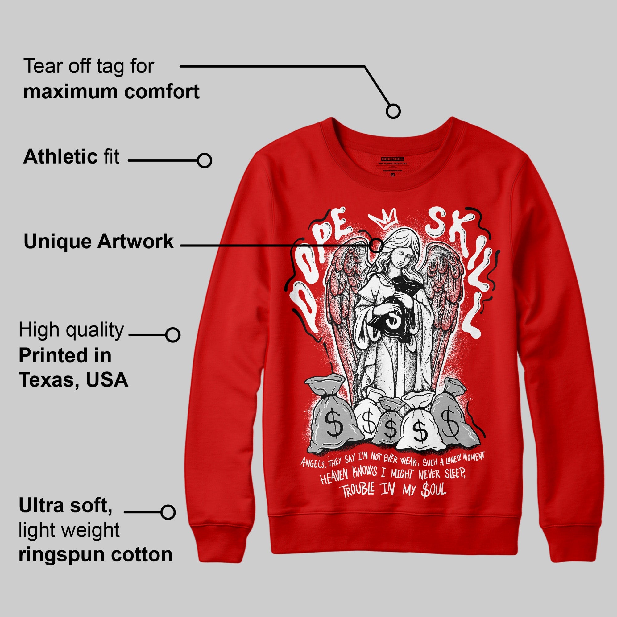 Bred Velvet 11s superstreetwear Red Sweatshirt Angels Graphic
