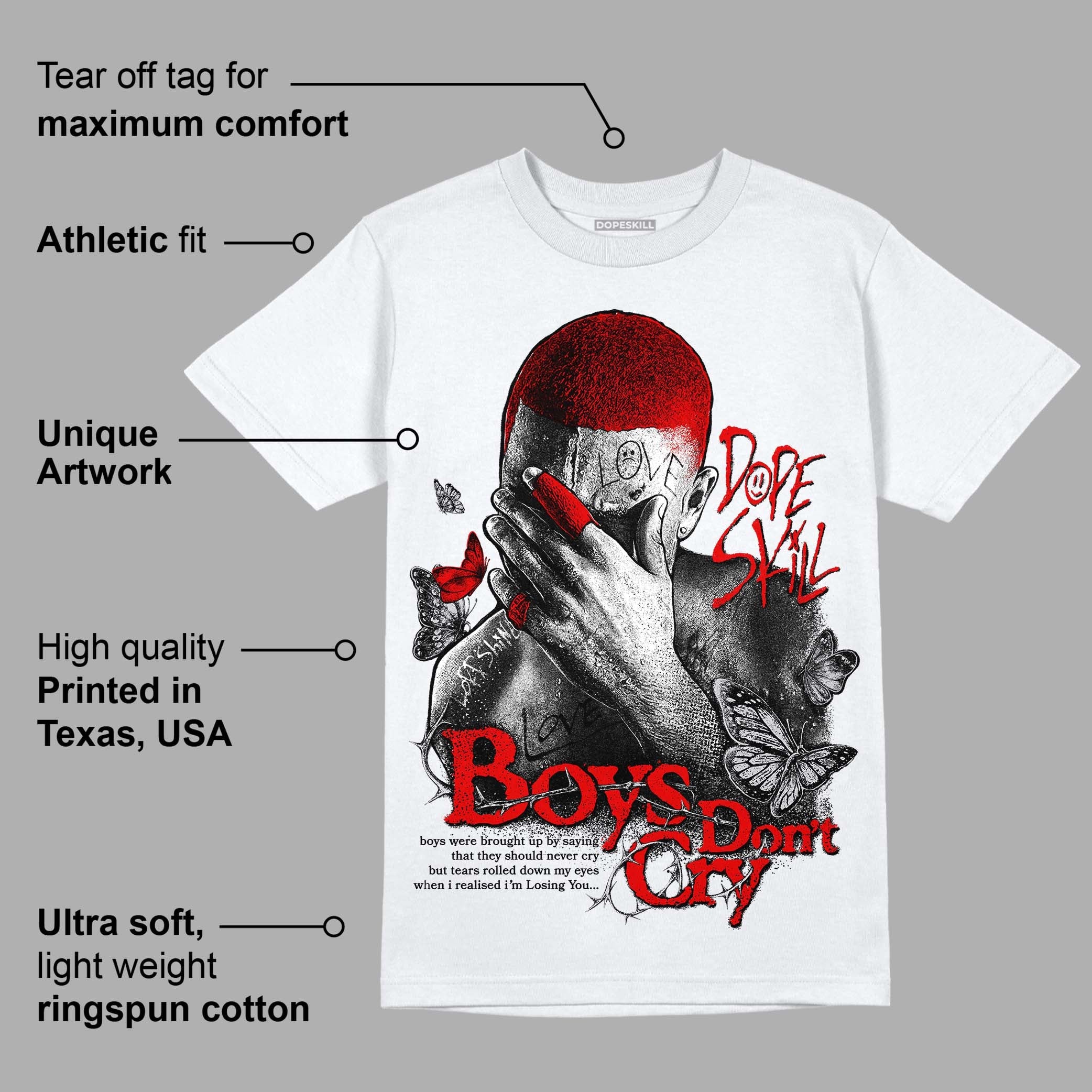 Red Cement 4S superstreetwear T-Shirt Boys Don't Cry Graphic