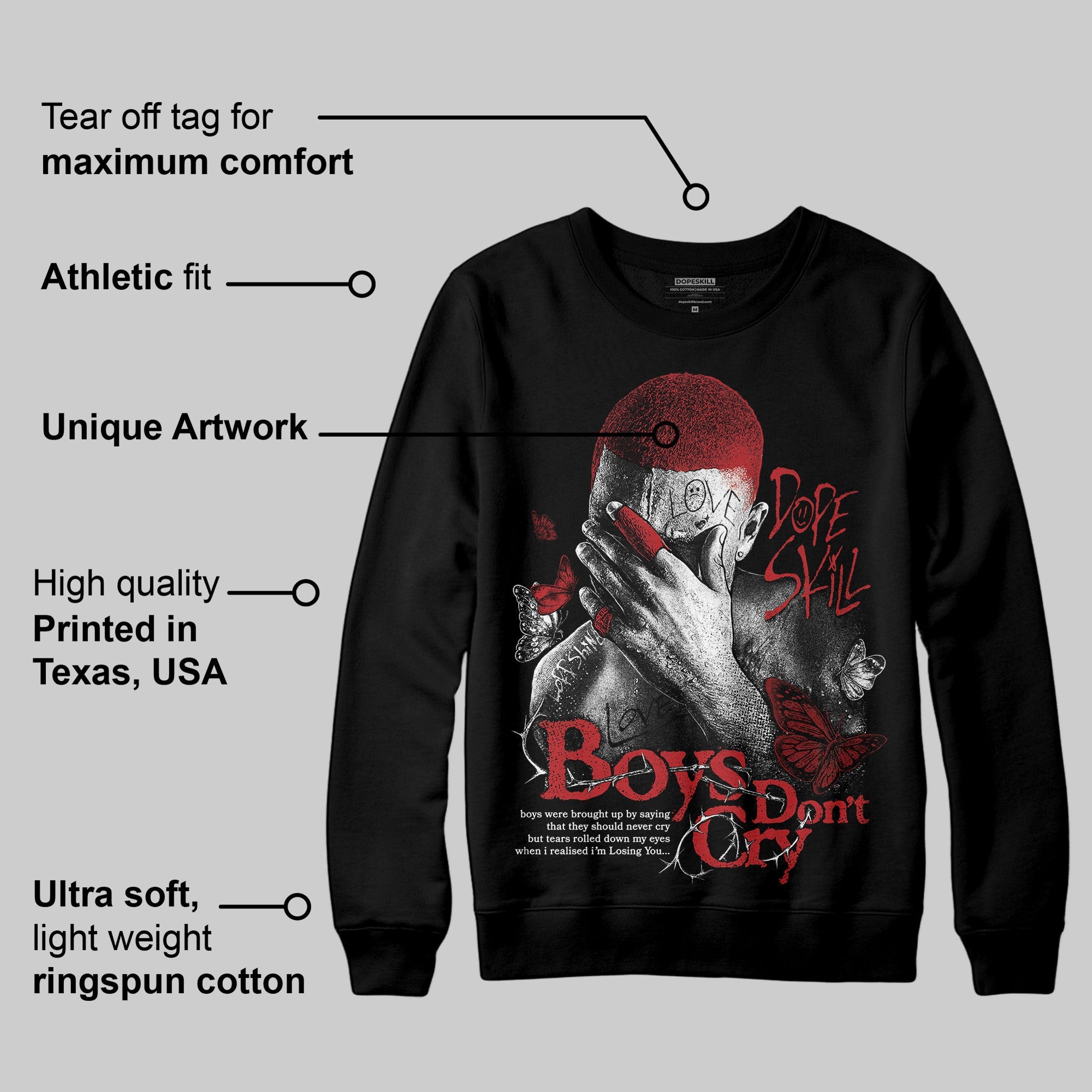 Flu Game 12s superstreetwear Sweatshirt Boys Don't Cry Graphic