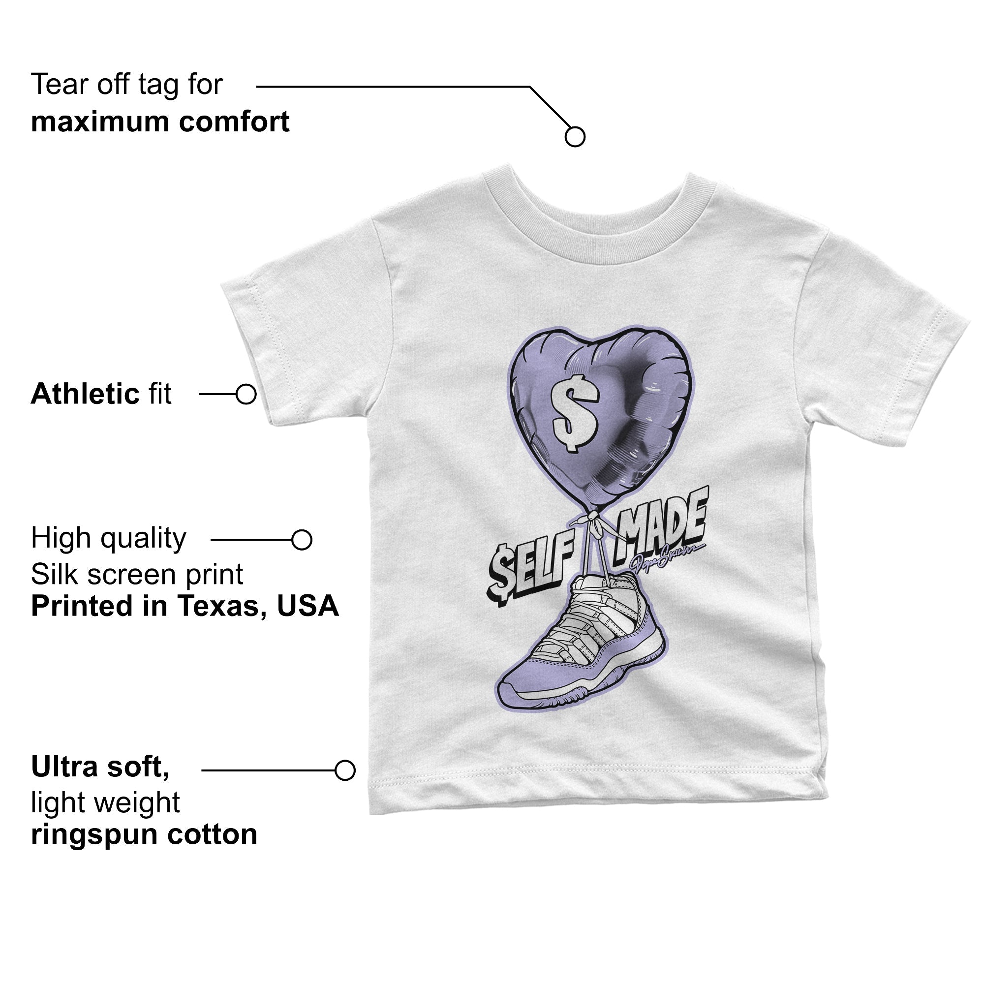 Pure Violet 11s Low superstreetwear Toddler Kids T-shirt Self Made Graphic