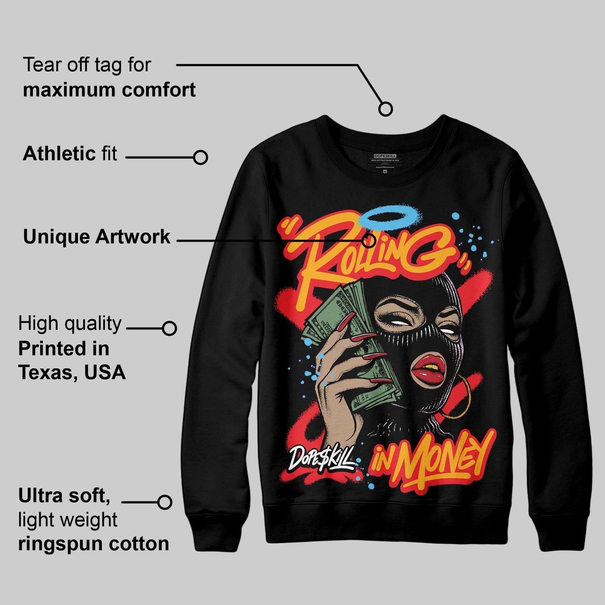 Red Collection superstreetwear Sweatshirt Rolling in Money Graphic