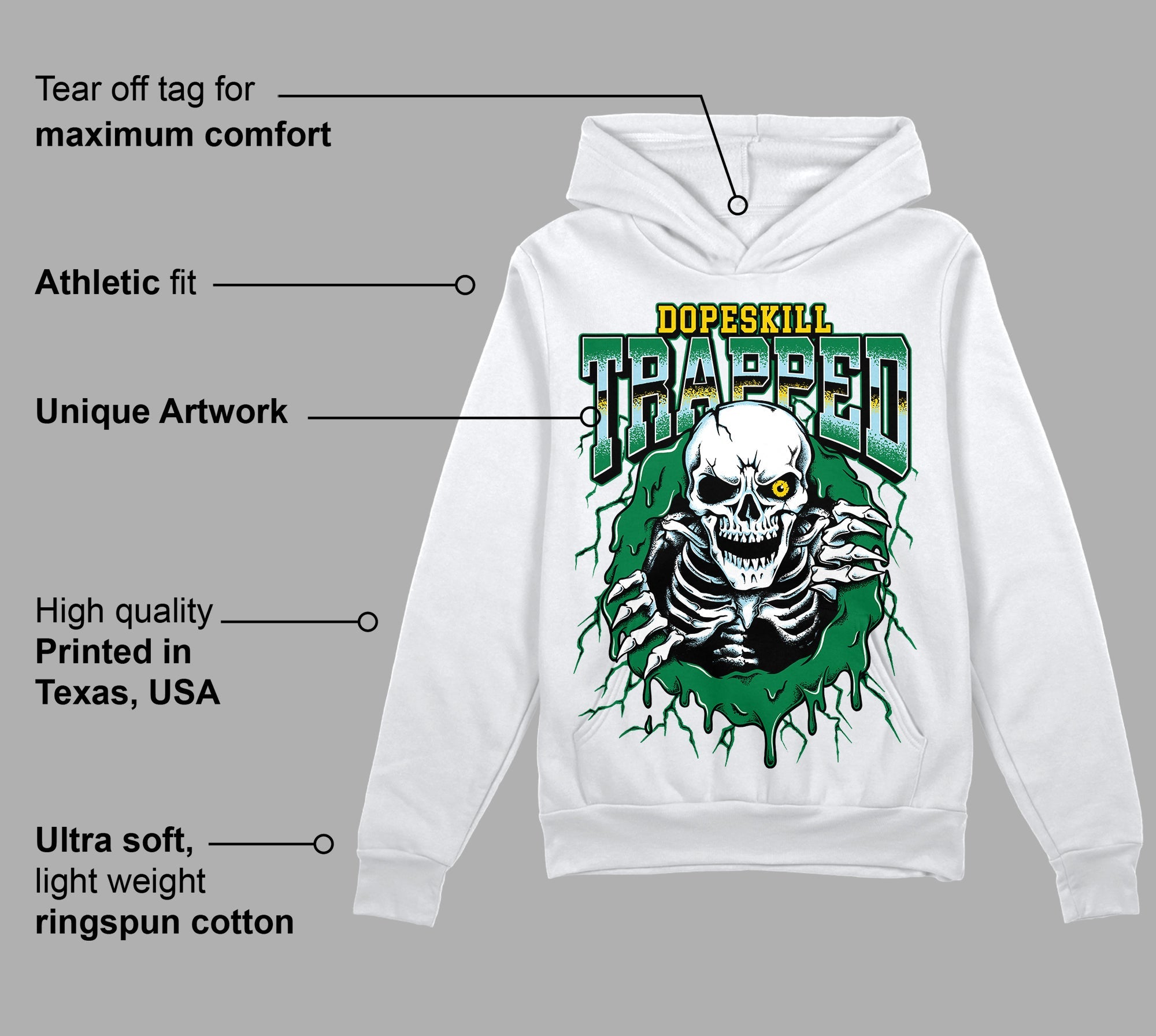 Lucky Green 5s superstreetwear Hoodie Sweatshirt Trapped Halloween Graphic
