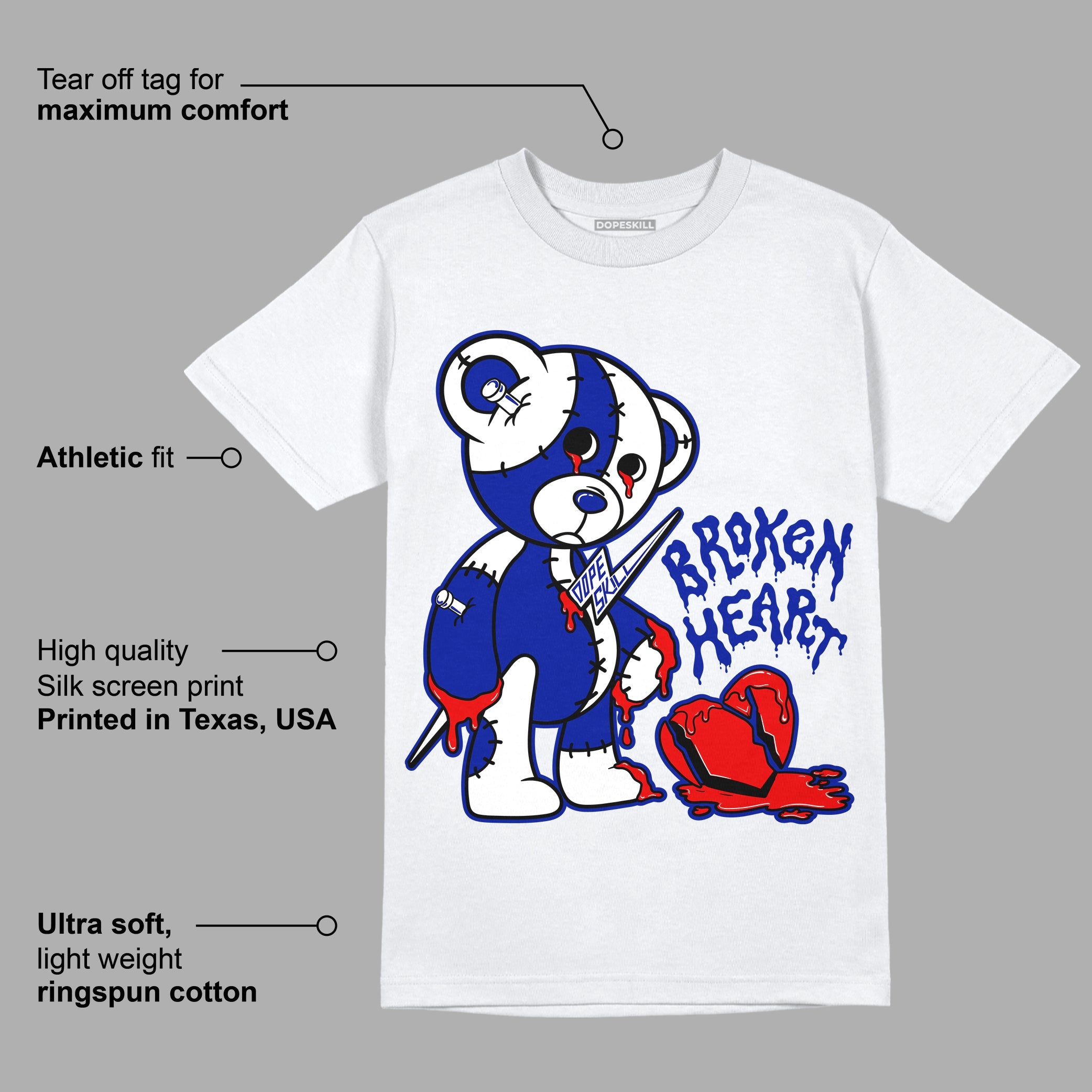 Racer Blue White Dunk Low superstreetwear T-Shirt Broken Heart Graphic