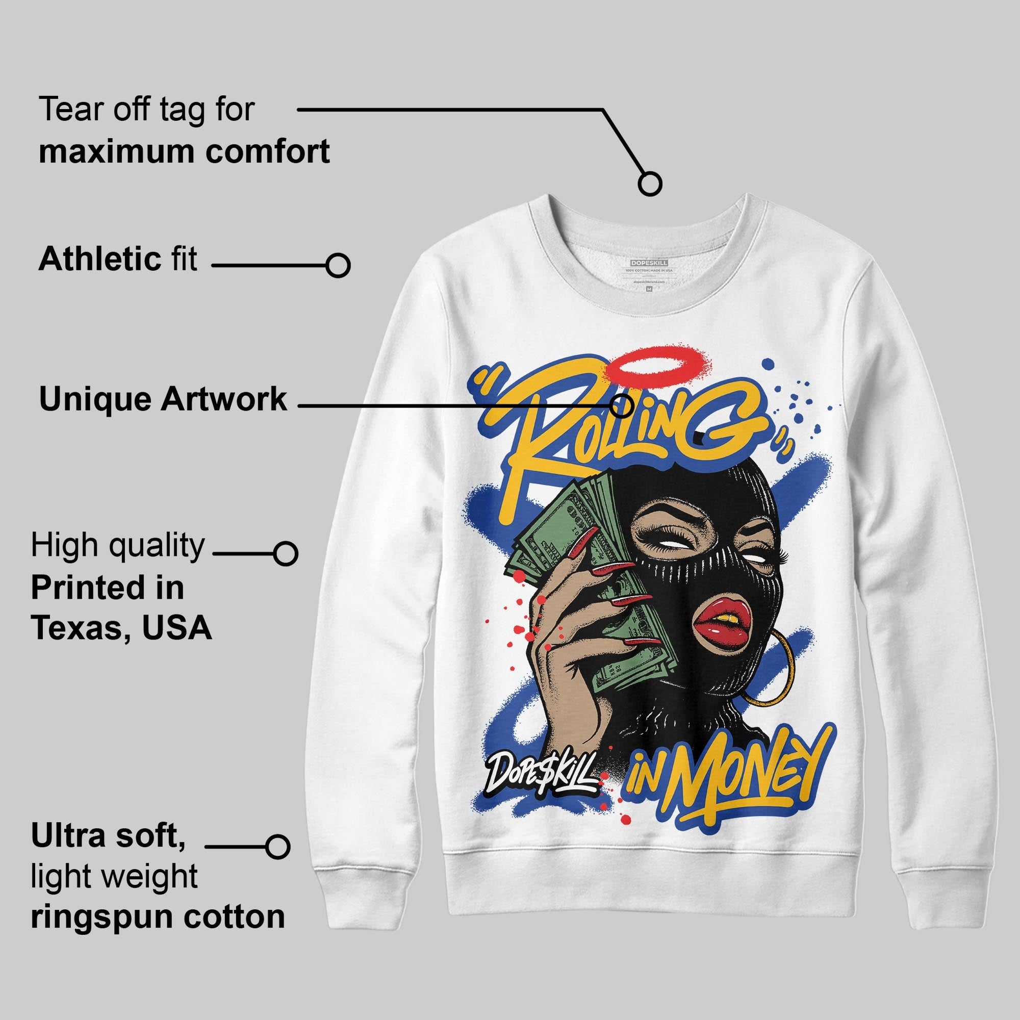 Royal Blue Collection superstreetwear Sweatshirt Rolling in Money Graphic