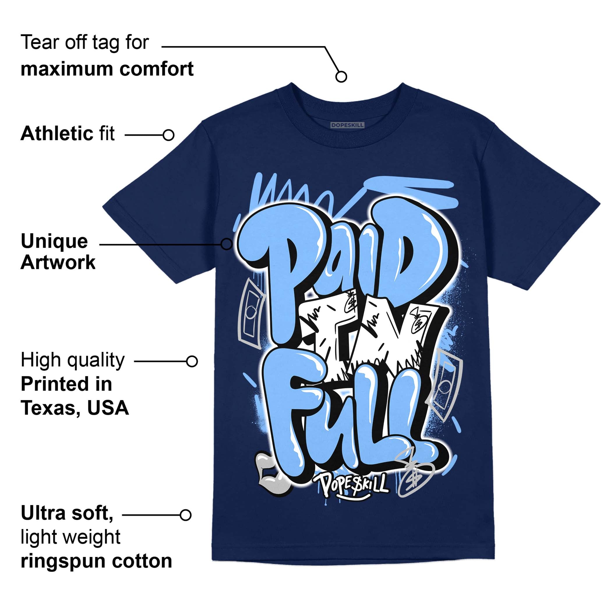 Midnight Navy 5s superstreetwear Navy T-Shirt New Paid In Full Graphic