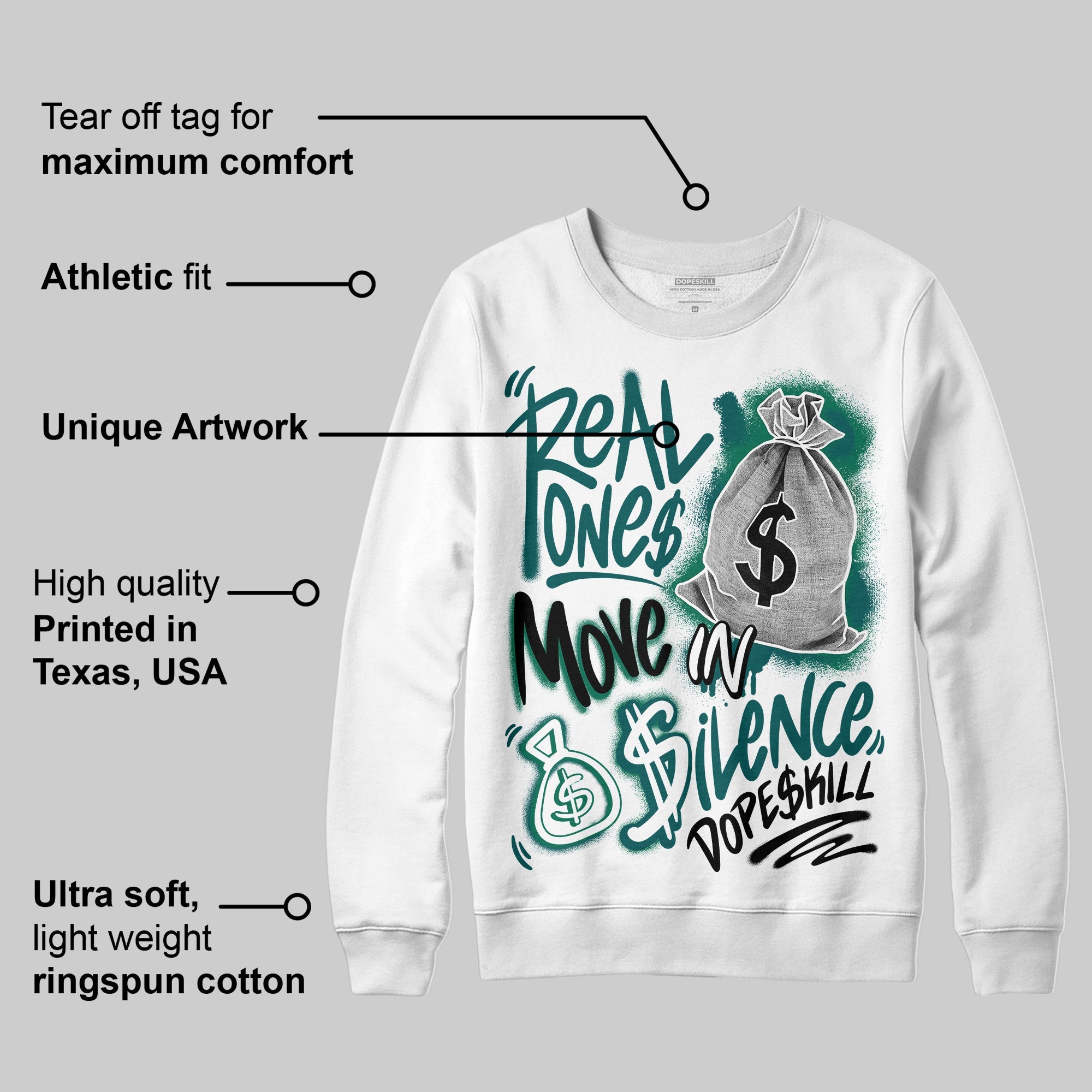 Gel 1130 White Dark Neptune superstreetwear Sweatshirt Real Ones Move In Silence Graphic