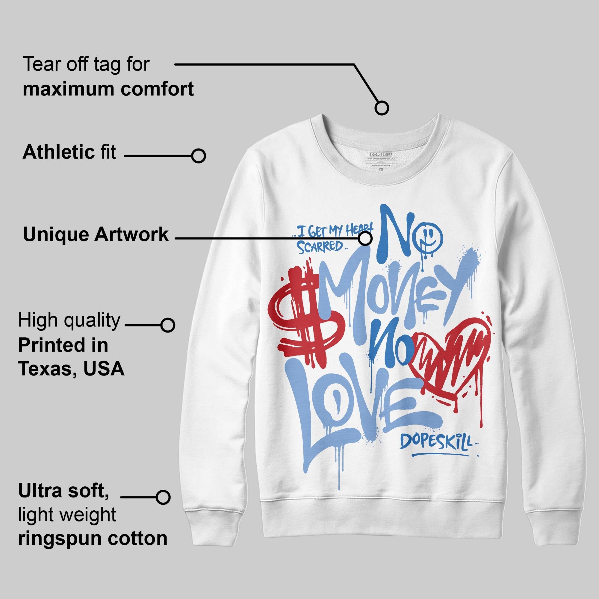 Forget Me Not 4s superstreetwear Sweatshirt No Money No Love Typo Graphic