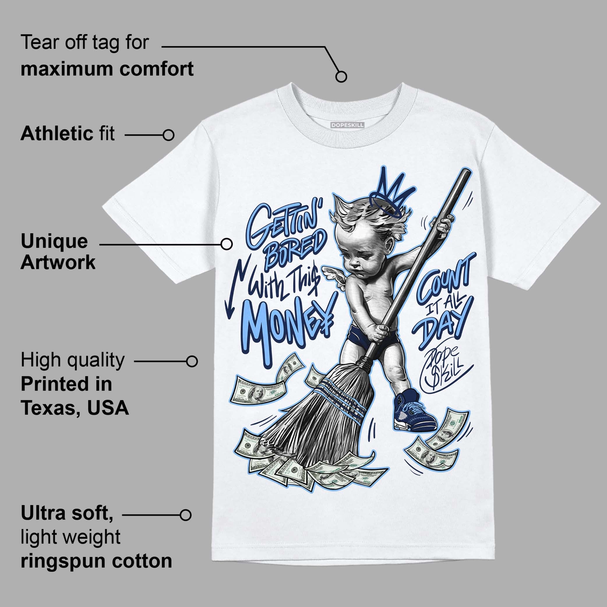 Midnight Navy 5s superstreetwear T-Shirt Gettin Bored With This Money Graphic