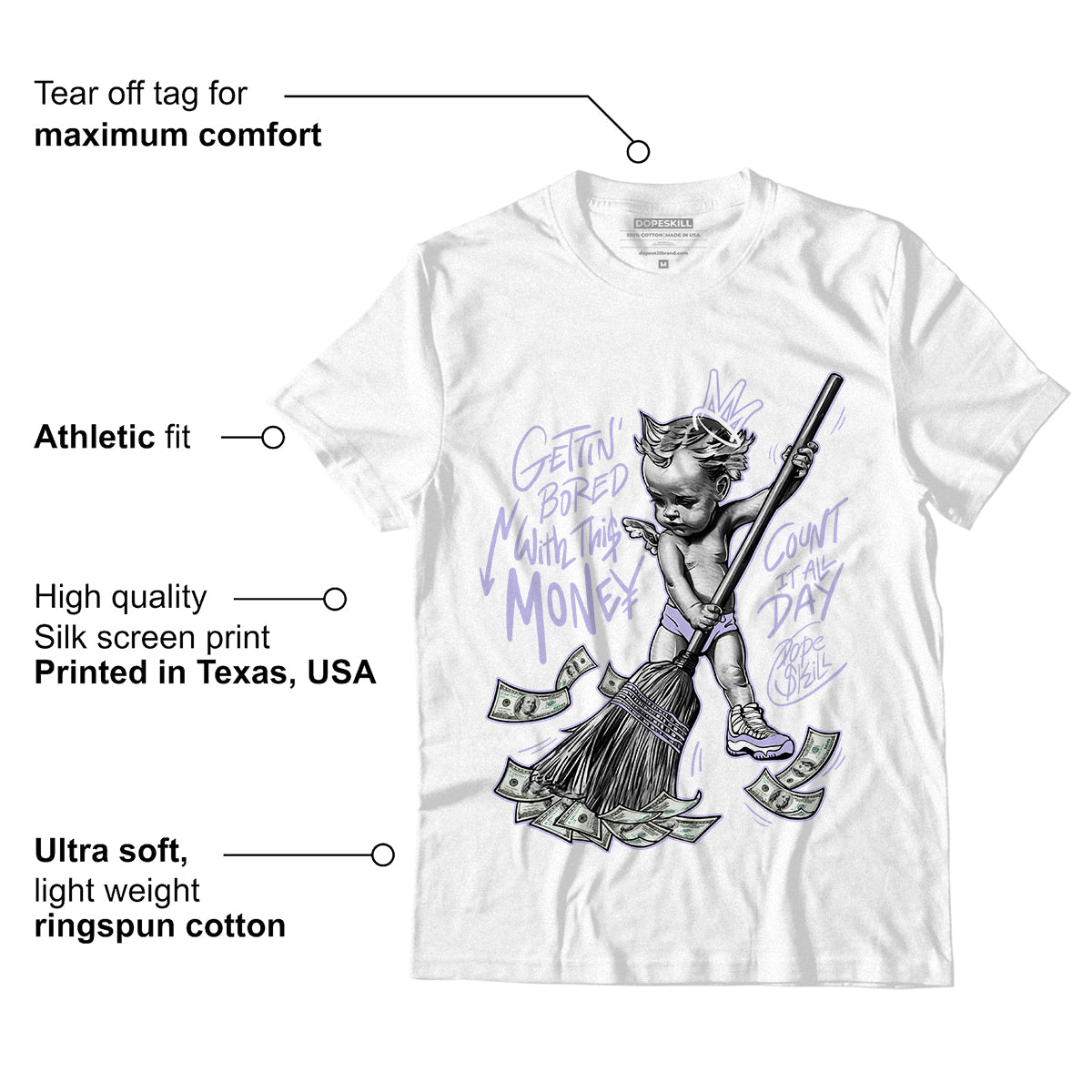 AJ 11 Low Pure Violet superstreetwear T-Shirt Gettin Bored With This Money Graphic
